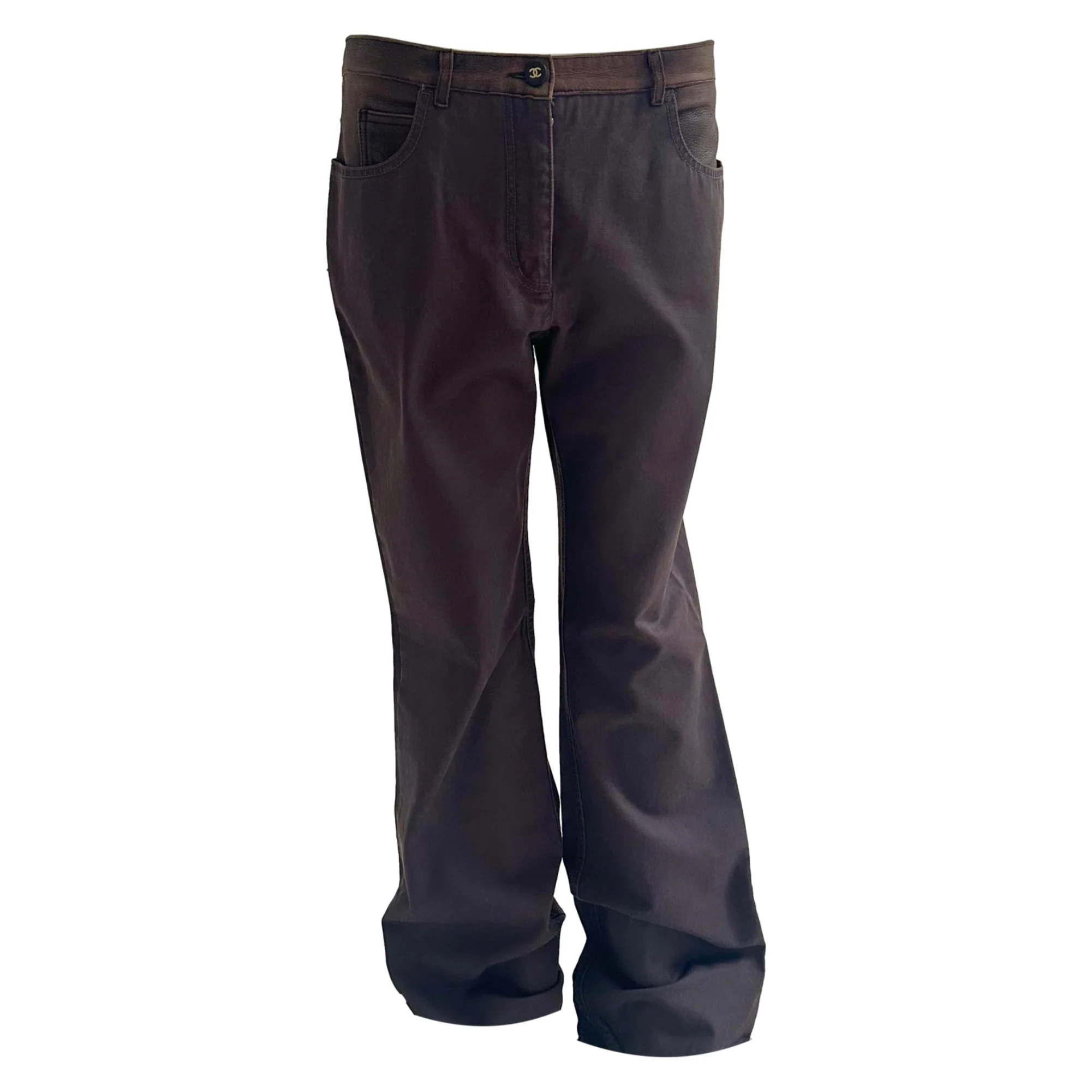Chanel Brown Logo Western Flare Pants - Image 3