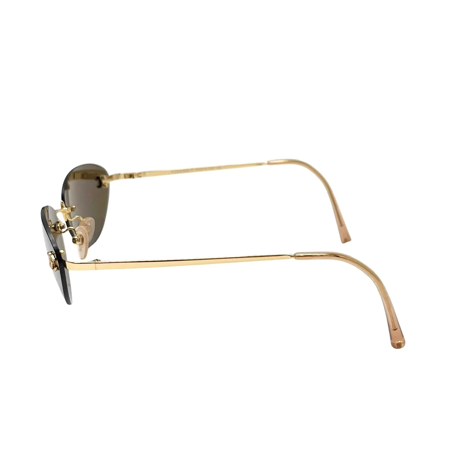 Chanel Brown Mini Rimless Sunglasses - Image 3
