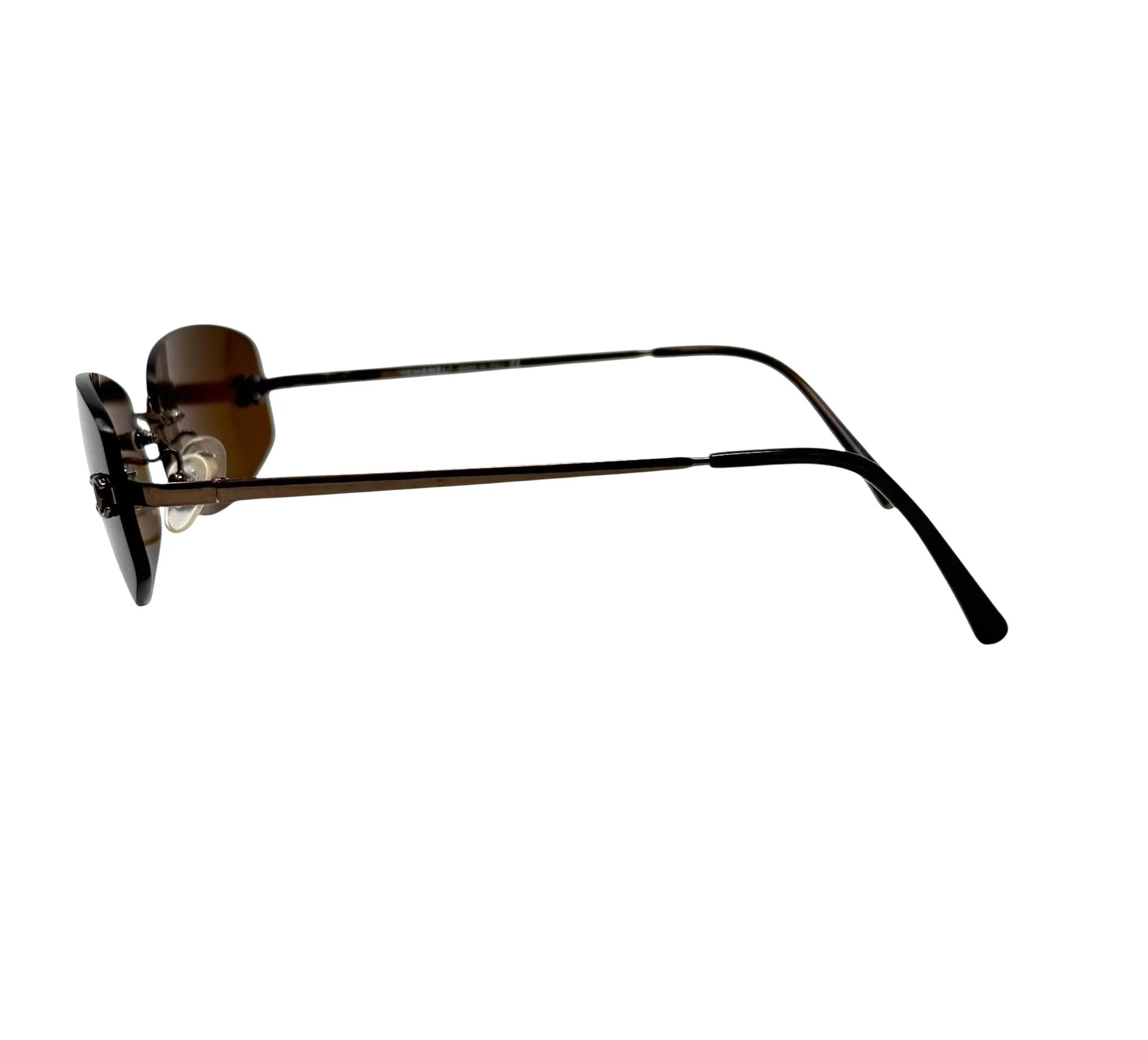 Chanel Brown Mini Rimless Sunglasses - Image 3