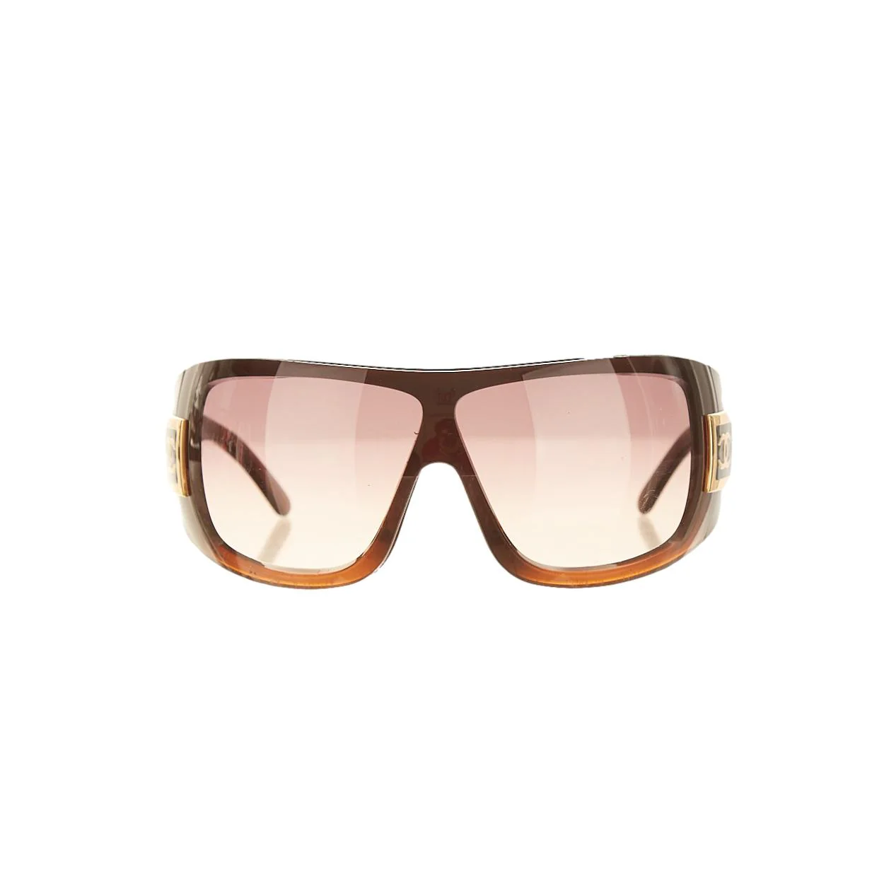 Chanel Brown Oversized Shield Sunglasses - Image 2