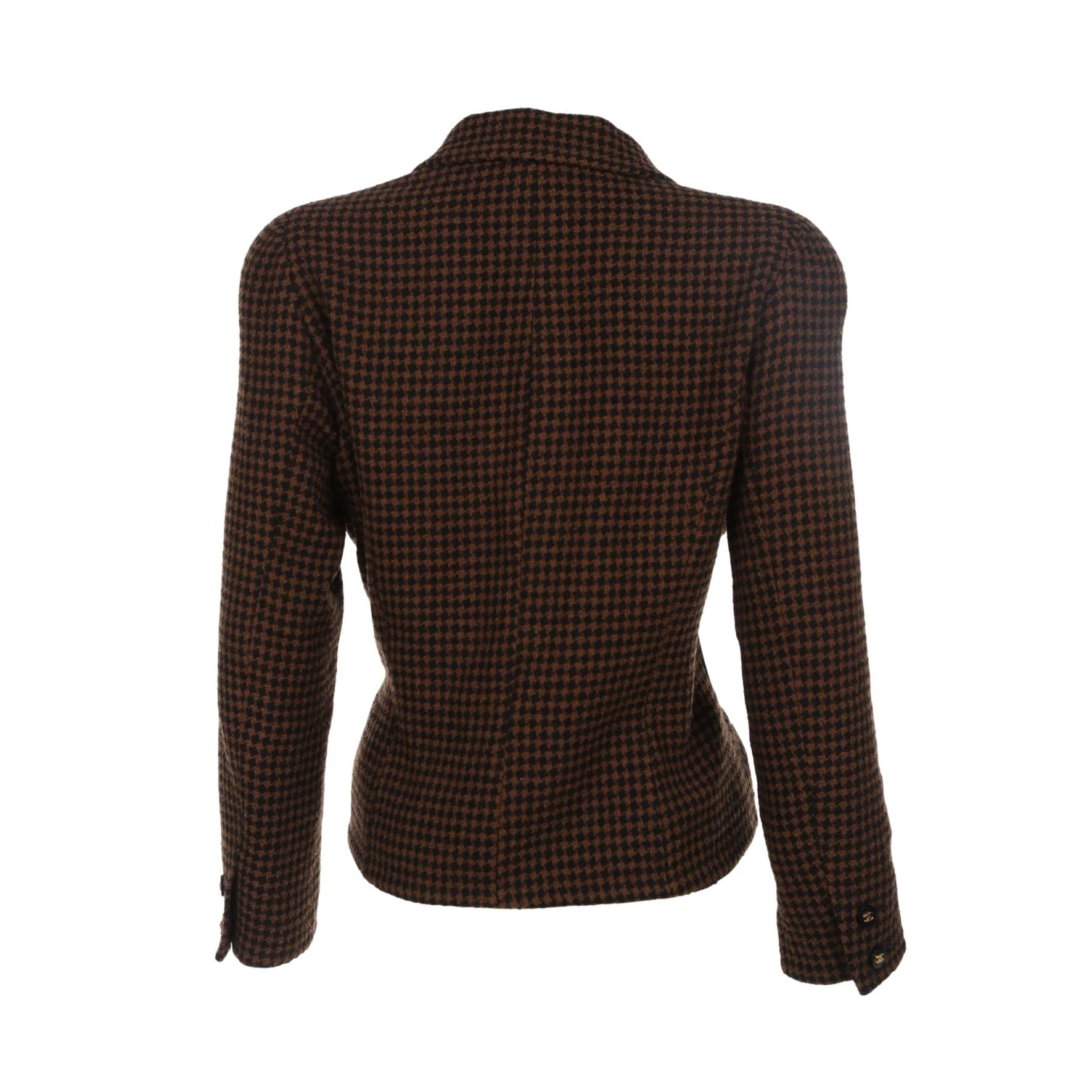 Chanel Brown Plaid Wool Blazer - Image 2
