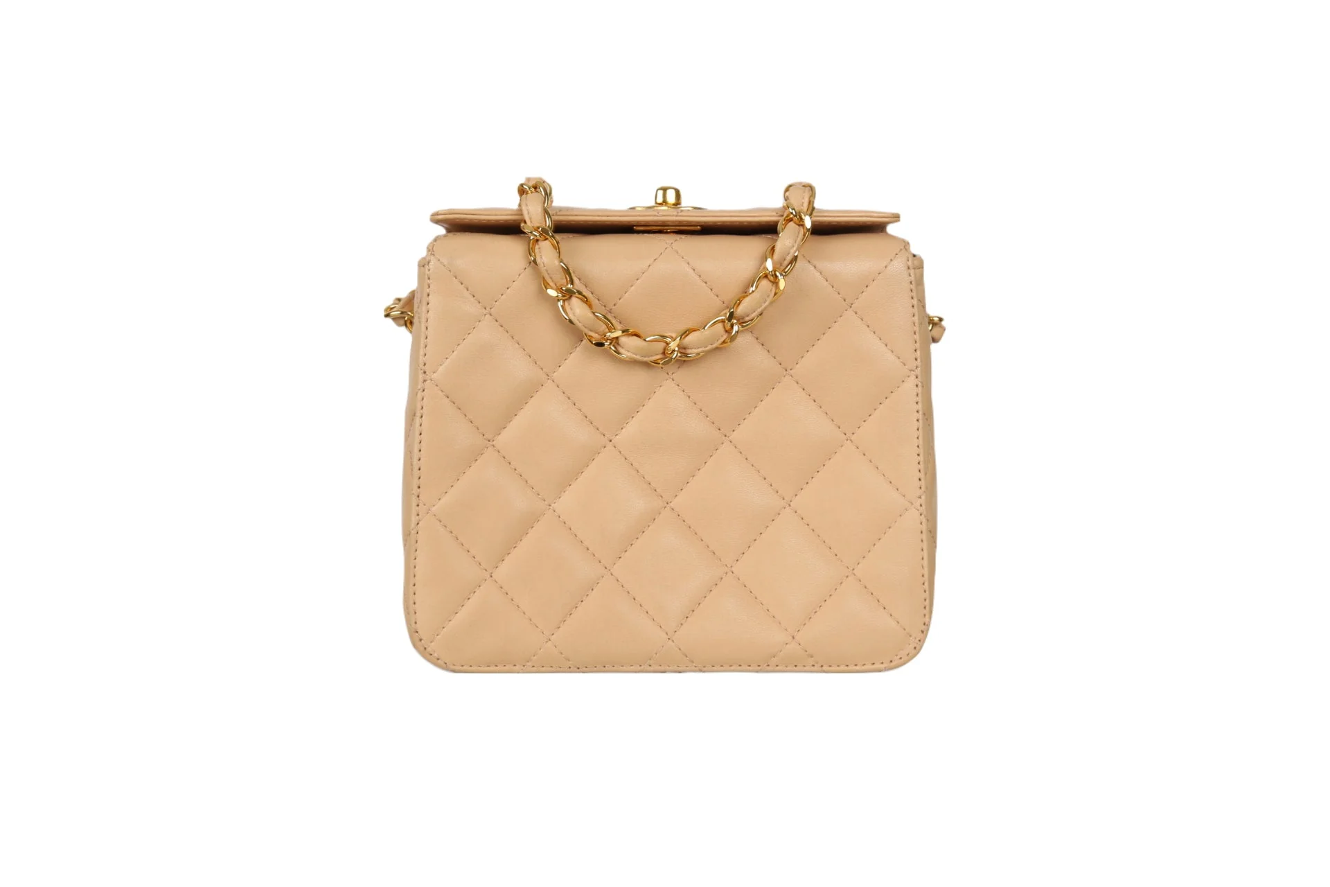 Chanel Beige Quilted Chain Mini Bag