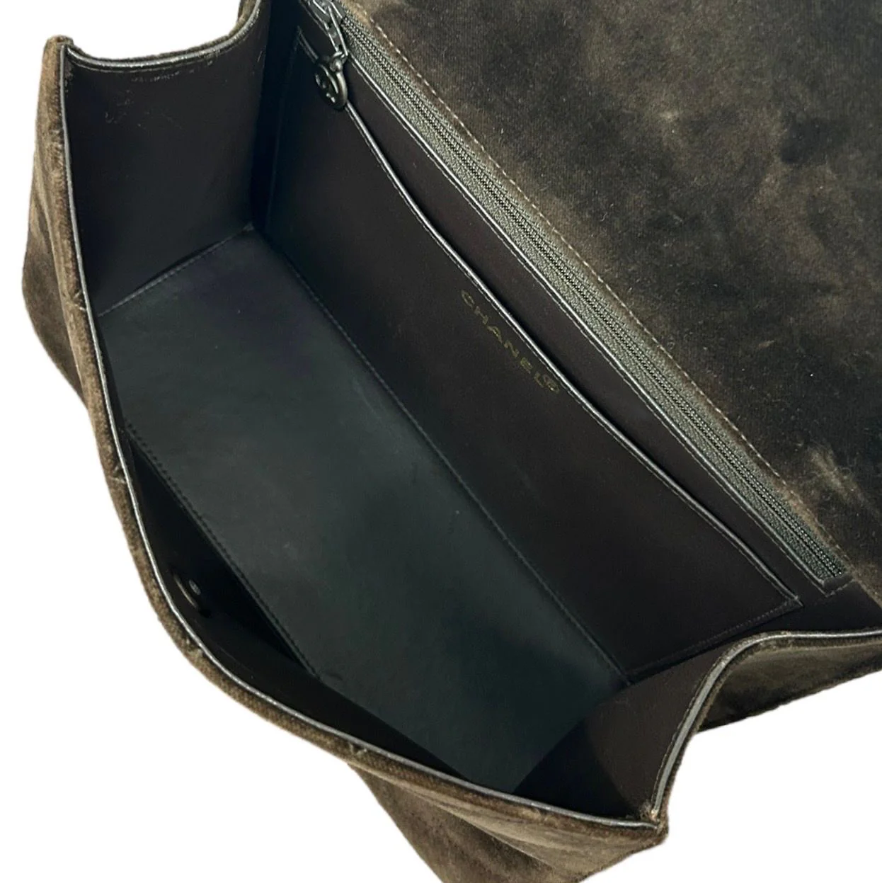 Chanel Brown Velvet Quilted Shoulder Bag - Image 3