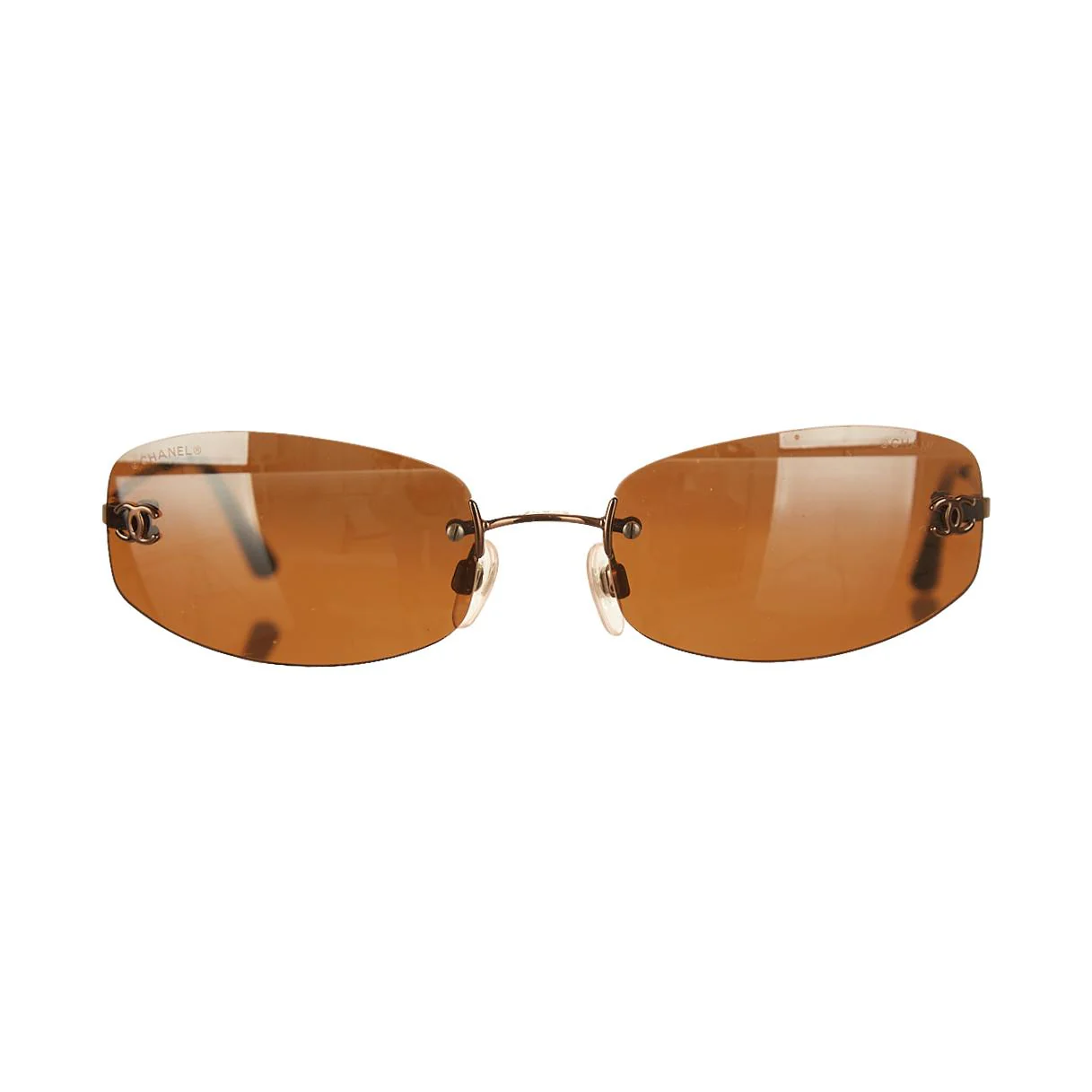 Chanel Brown Rimless Logo Sunglasses - Image 2