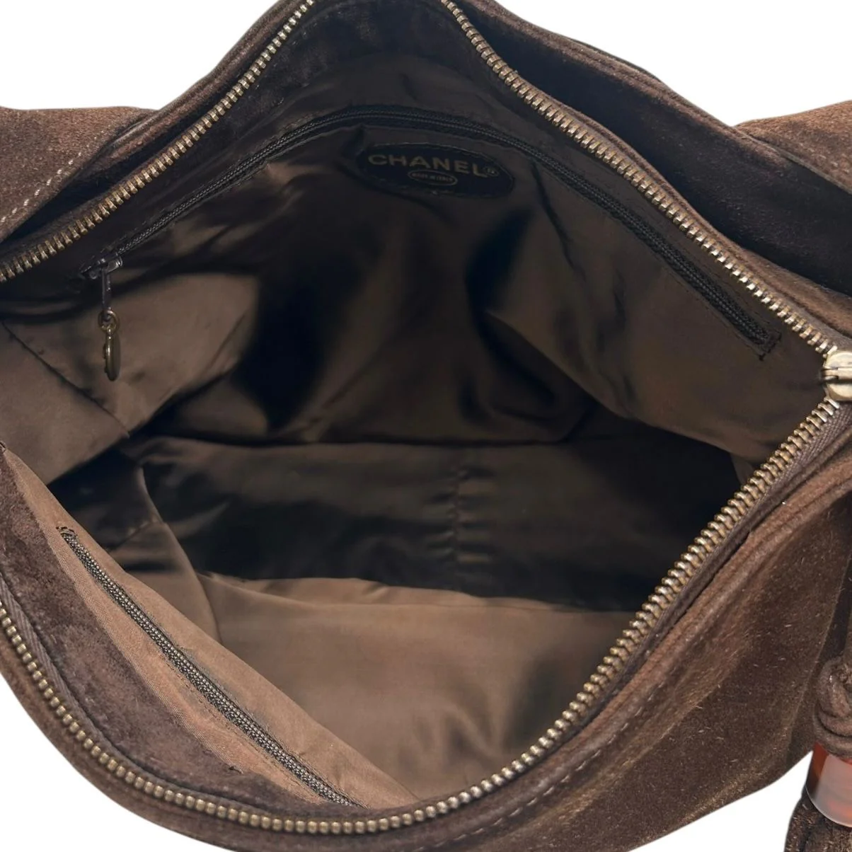 Chanel Brown Suede Crossbody Bag - Image 3