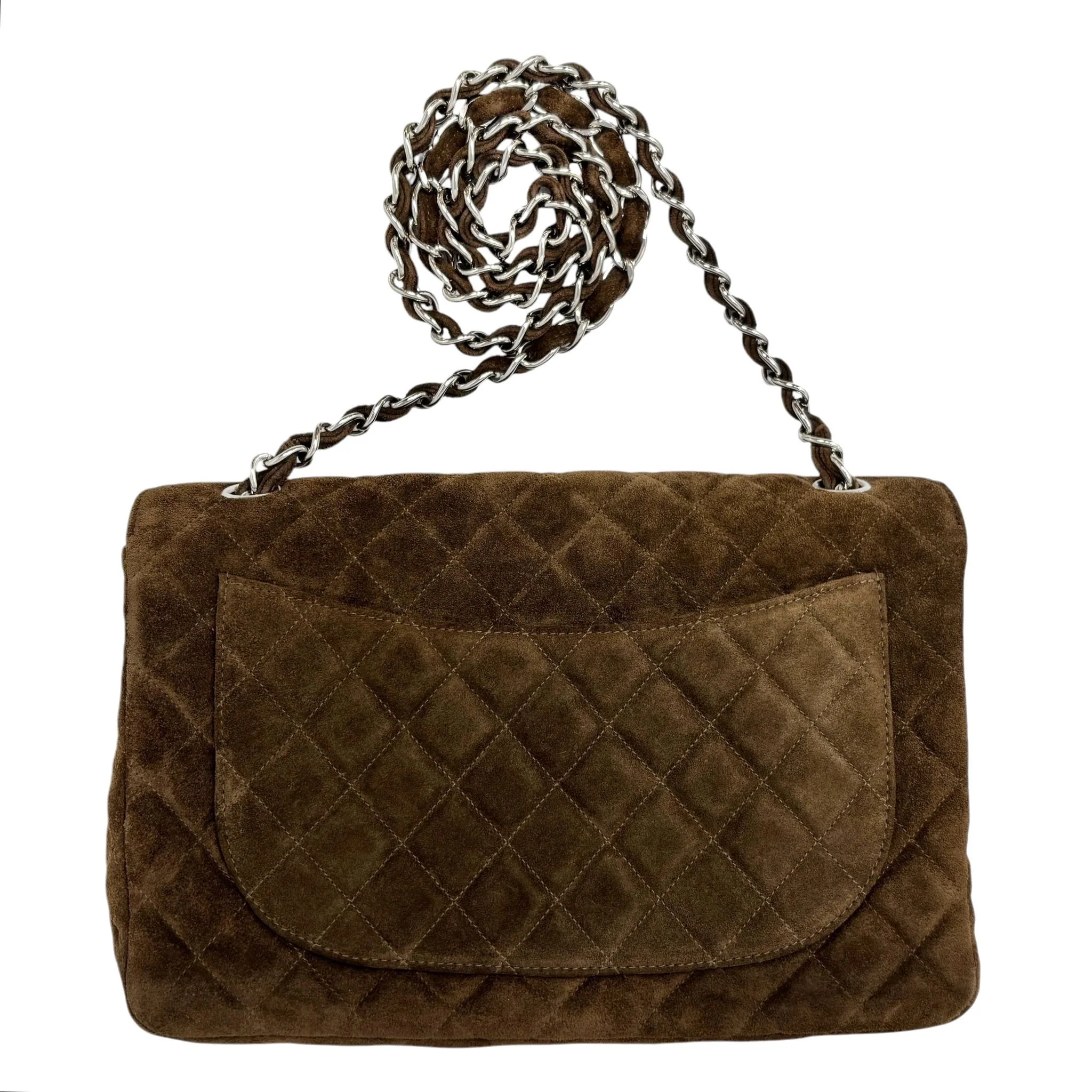 Chanel Brown Suede  Flap Bag - Image 2