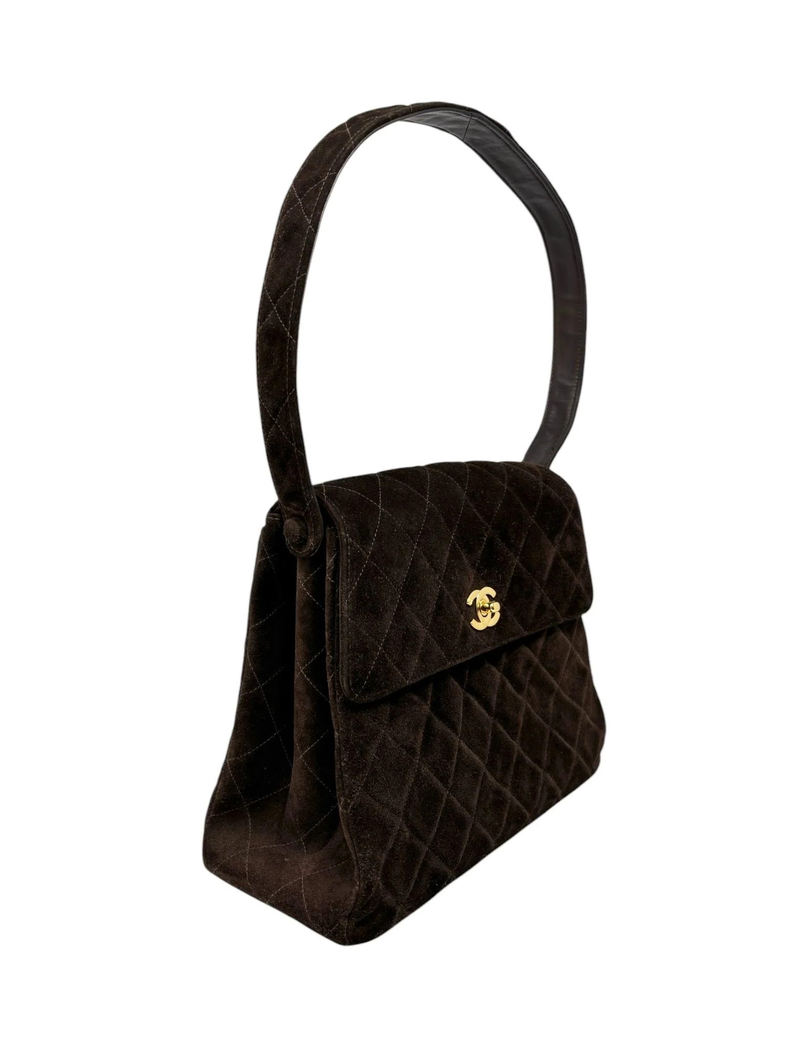 Chanel Brown Suede Flap Top Handle - Image 3
