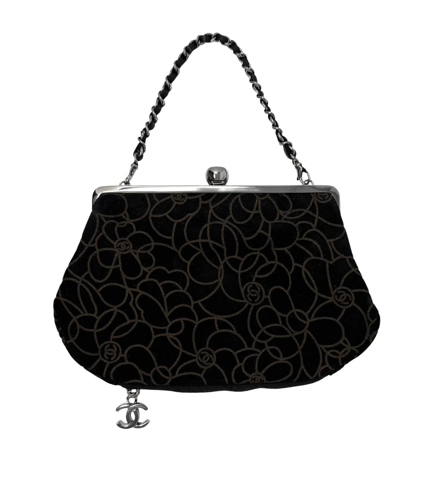 Chanel Brown Suede Mini Kisslock Bag