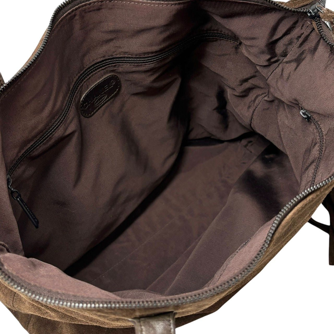 Chanel Brown Suede Logo Shoulder Bag - Image 4