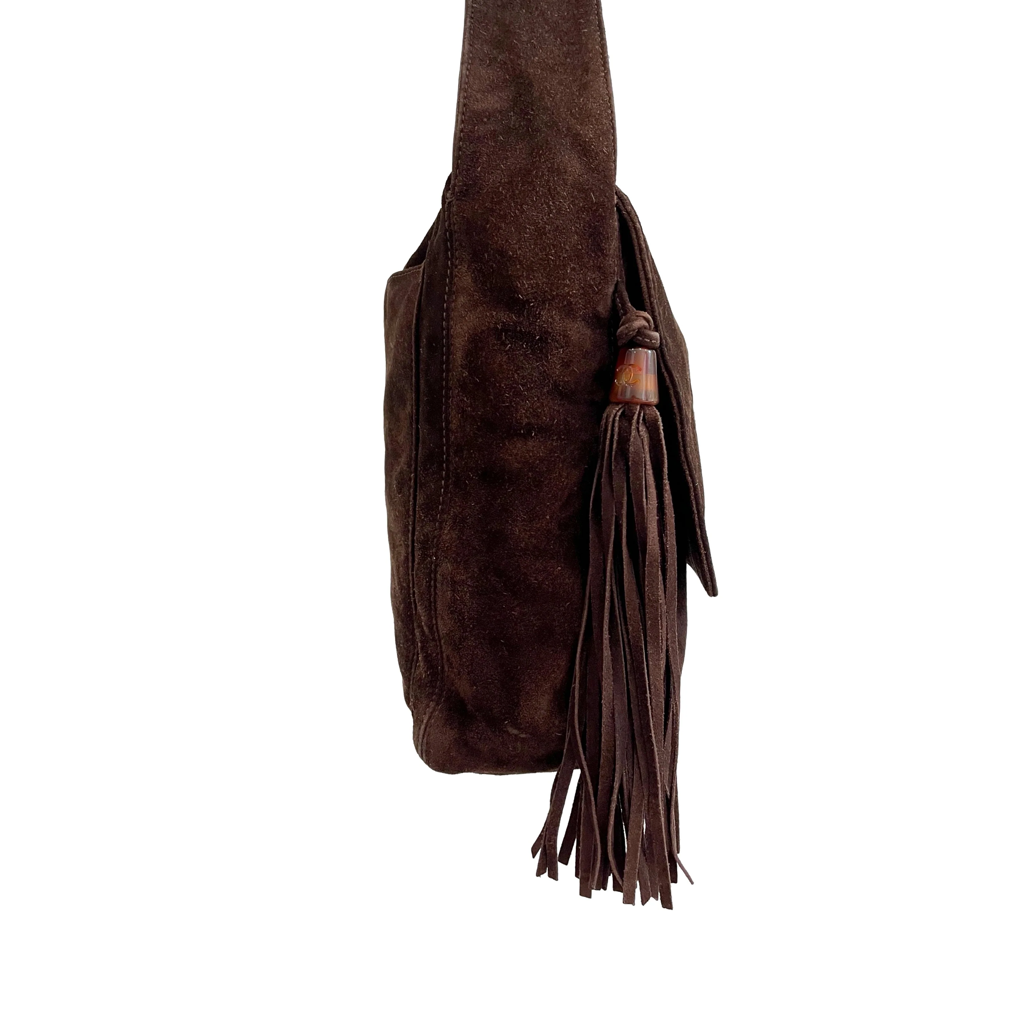 Chanel Brown Suede Shoulder Bag - Image 3