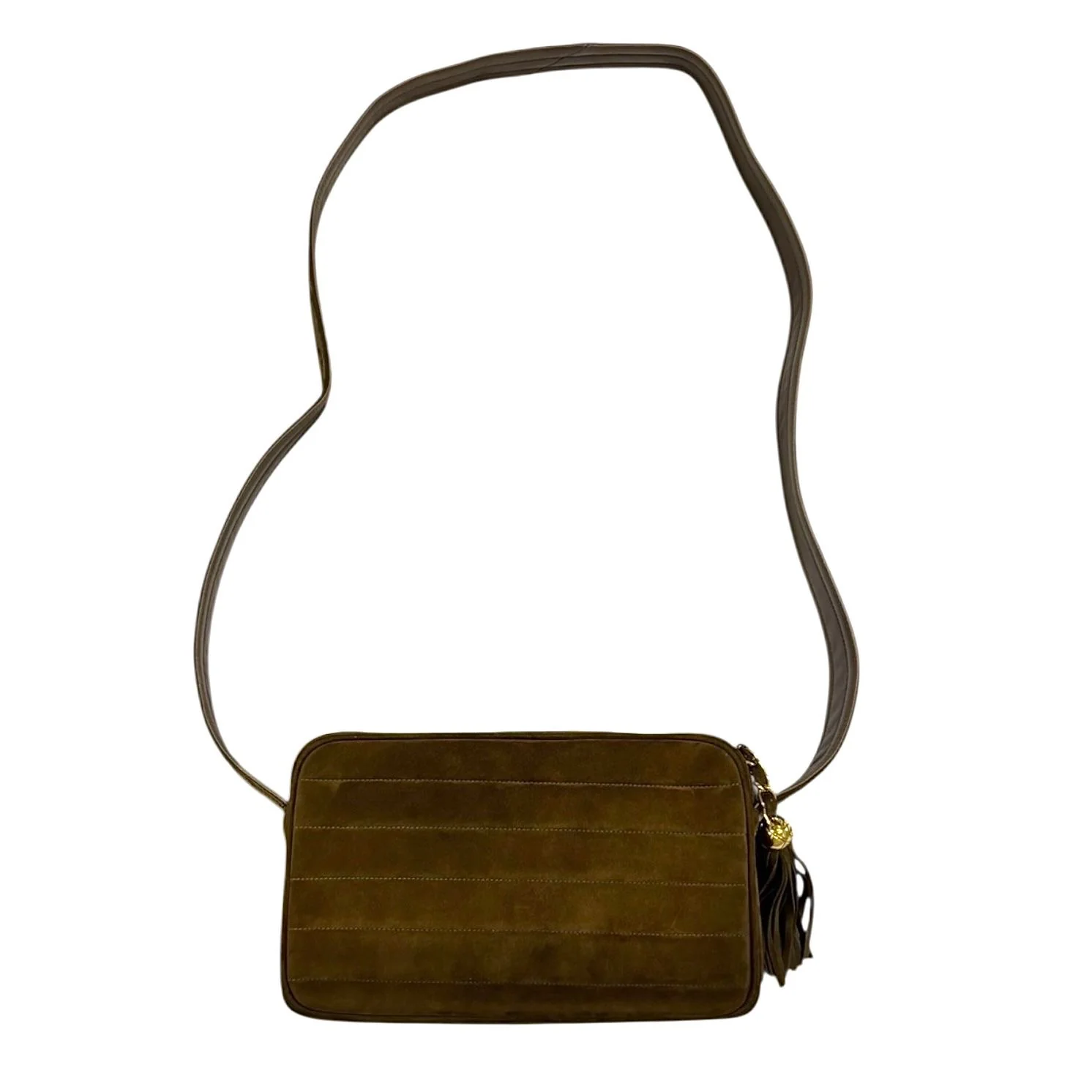 Chanel Brown Suede Square Quilted Bag - Image 3