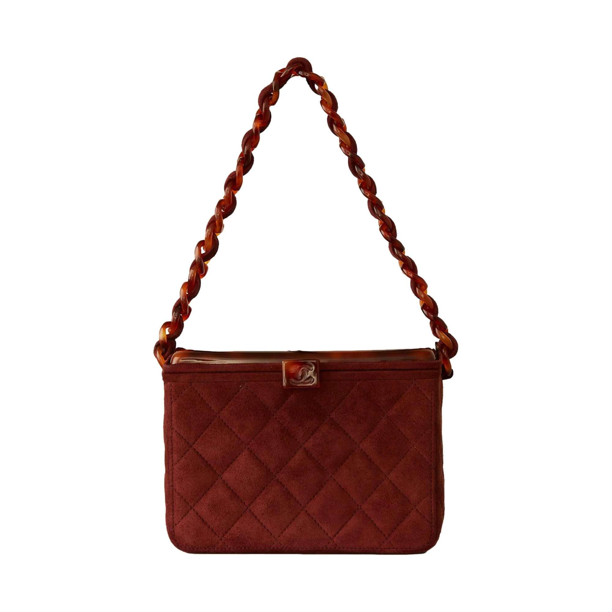 Chanel Brown Suede Tortoise Box Bag - Image 2