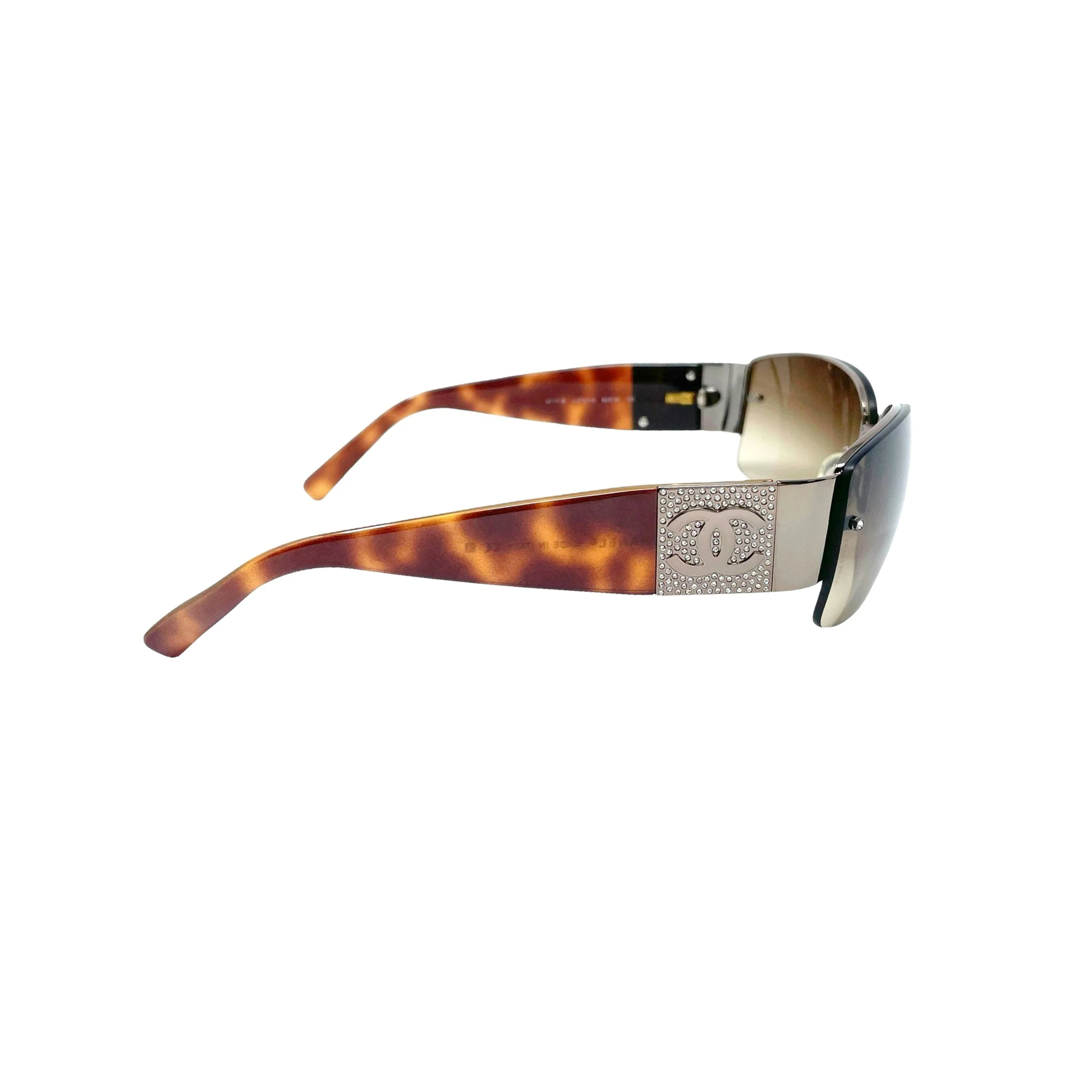Chanel Brown Tortoise Logo Sunglasses