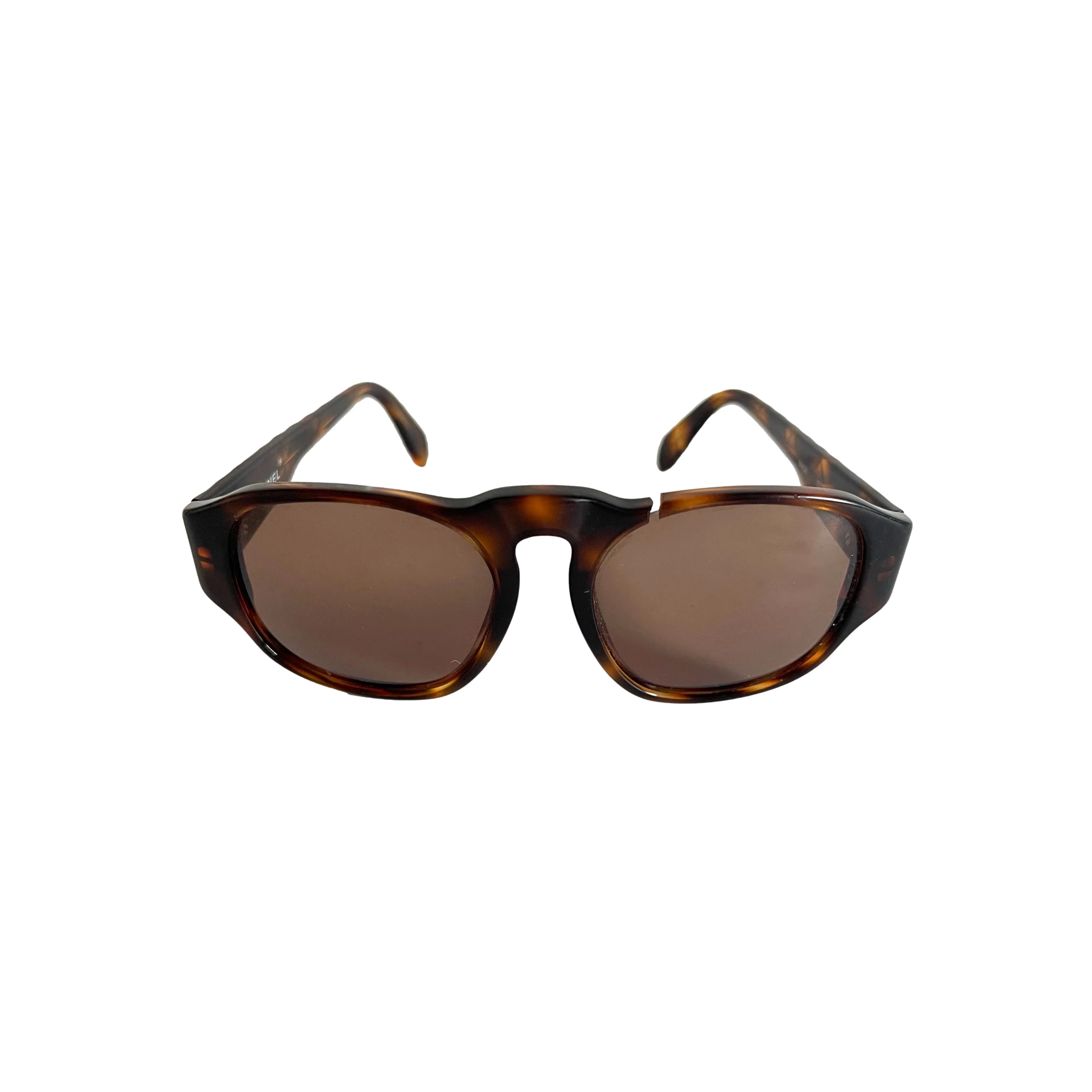 Chanel Brown Tortoise Logo Sunglasses - Image 2