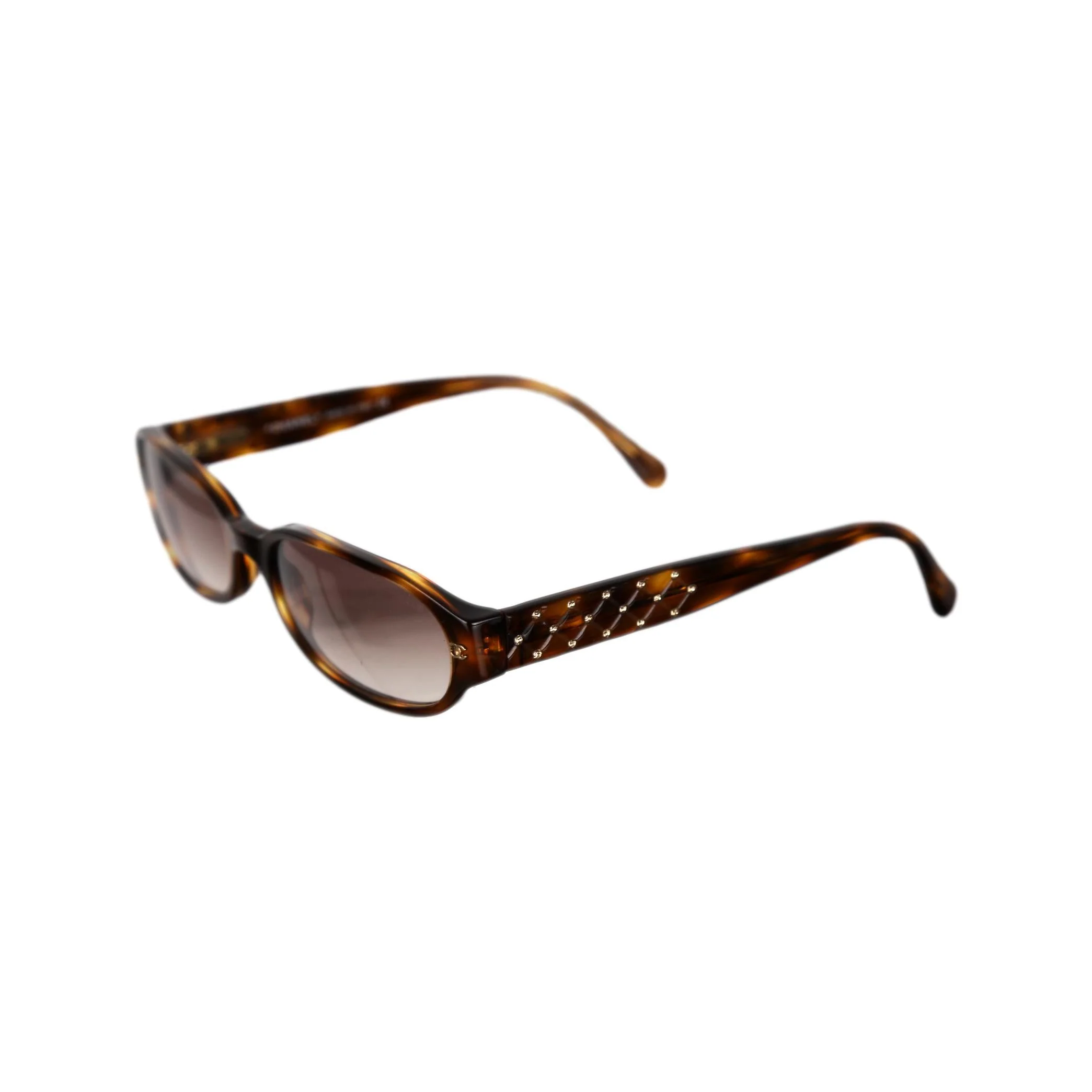 Chanel Brown Tortoise Rhinestone Micro Sunglasses