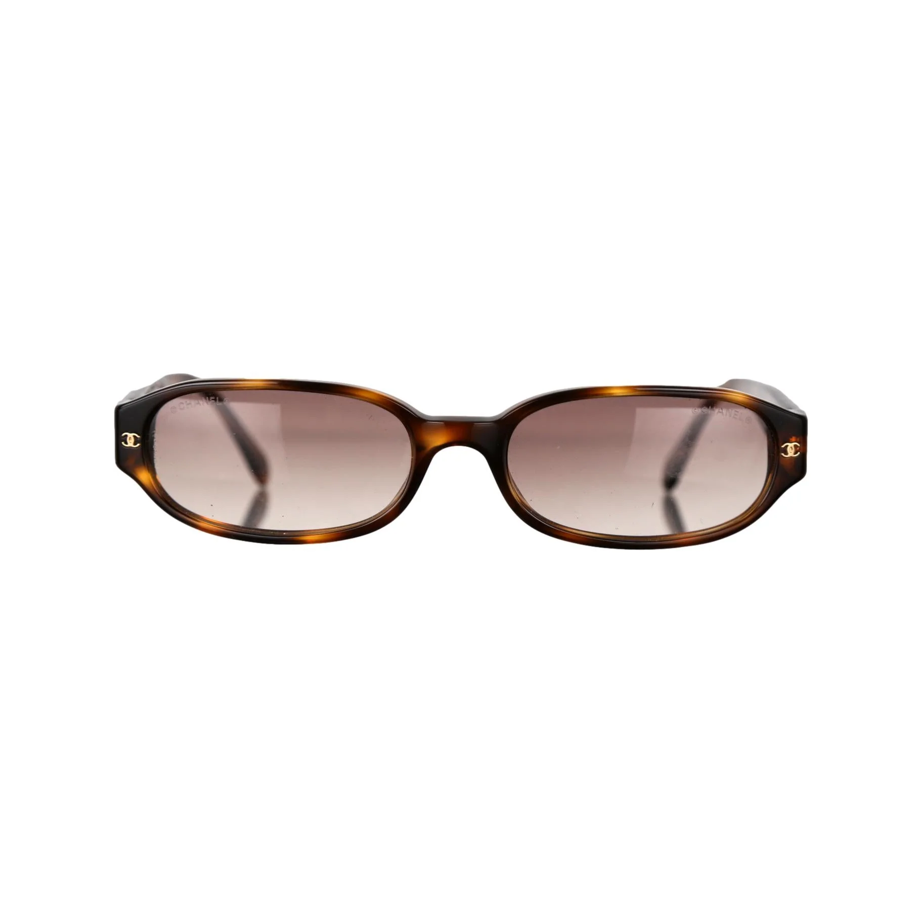 Chanel Brown Tortoise Rhinestone Micro Sunglasses - Image 2
