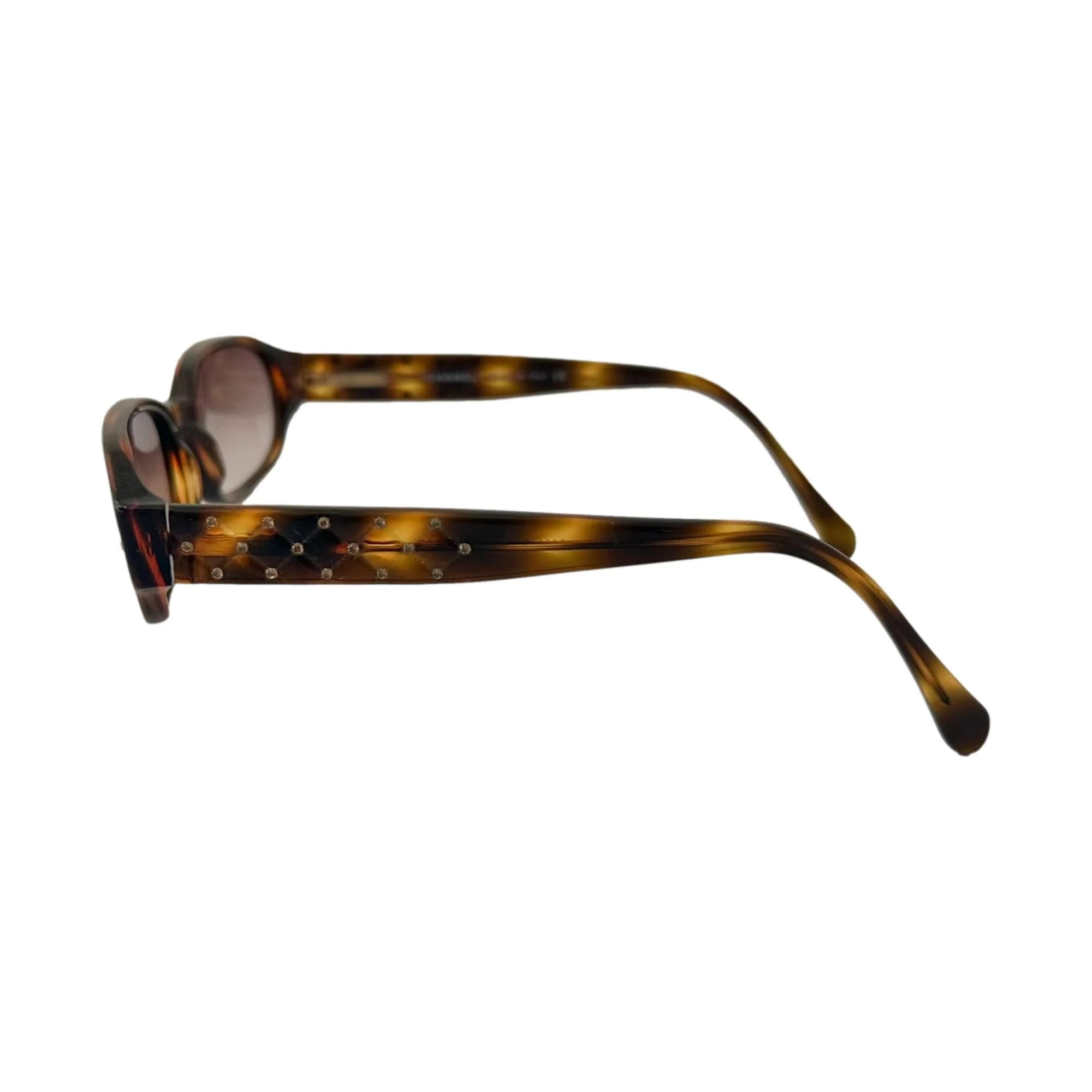 Chanel Brown Tortoise Rhinestone Sunglasses - Image 2