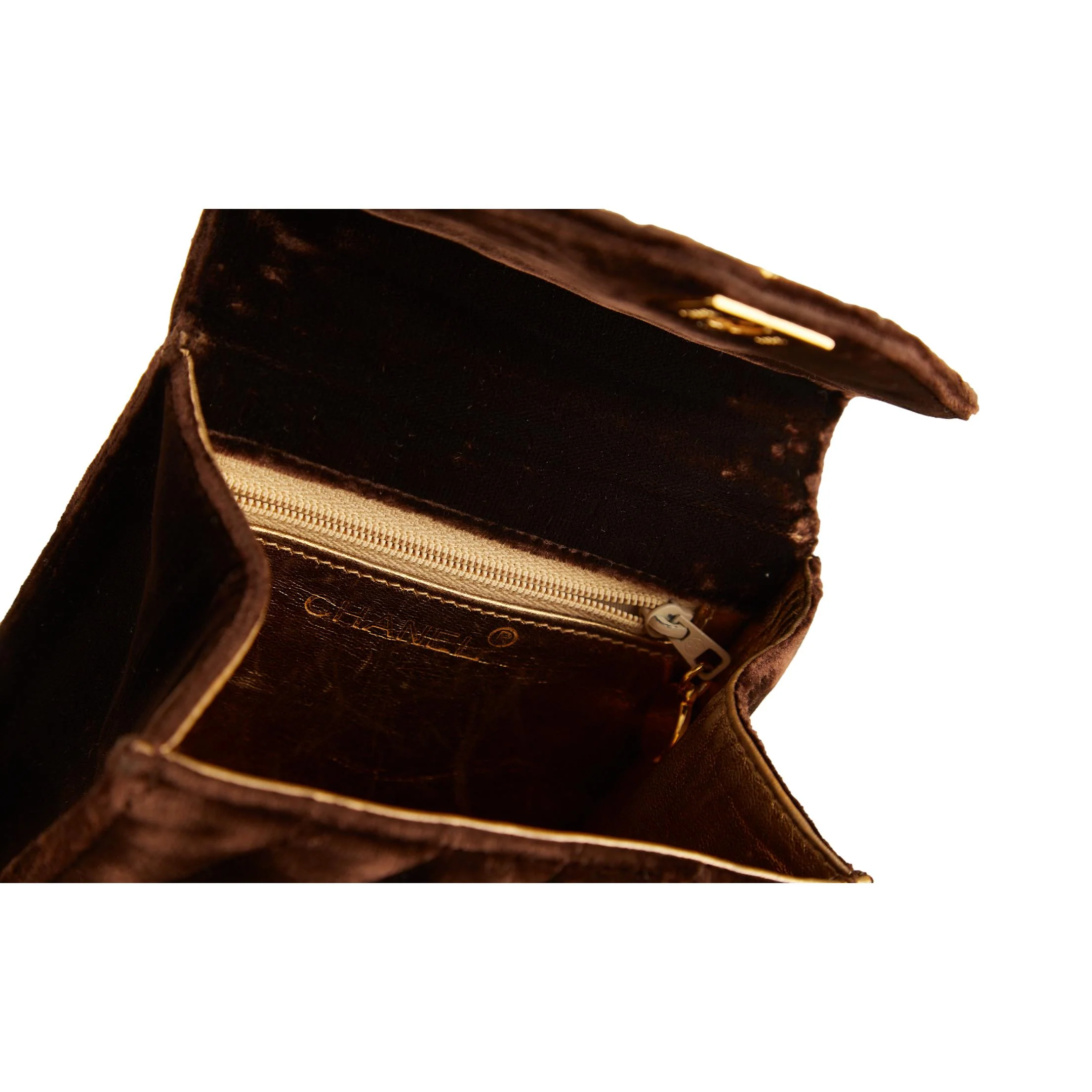 Chanel Brown Velvet Chain Shoulder Bag - Image 4