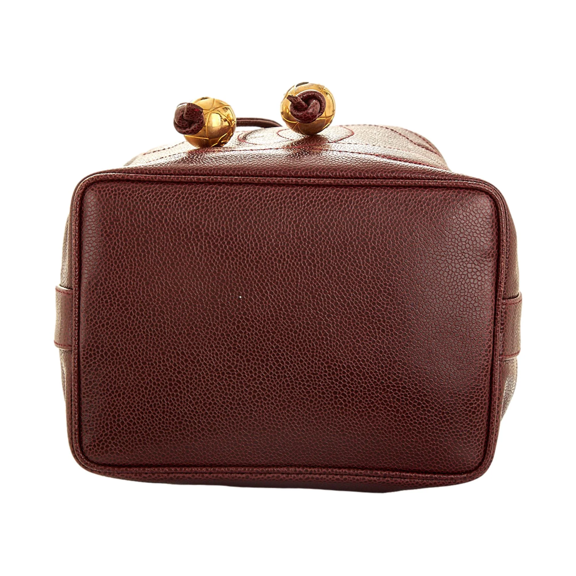 Chanel Burgundy Caviar Logo Bucket Bag - Image 3