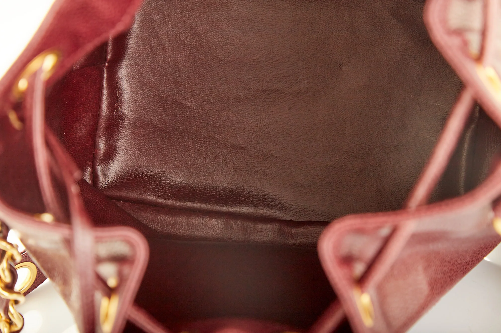 Chanel Burgundy Caviar Logo Bucket Bag - Image 5
