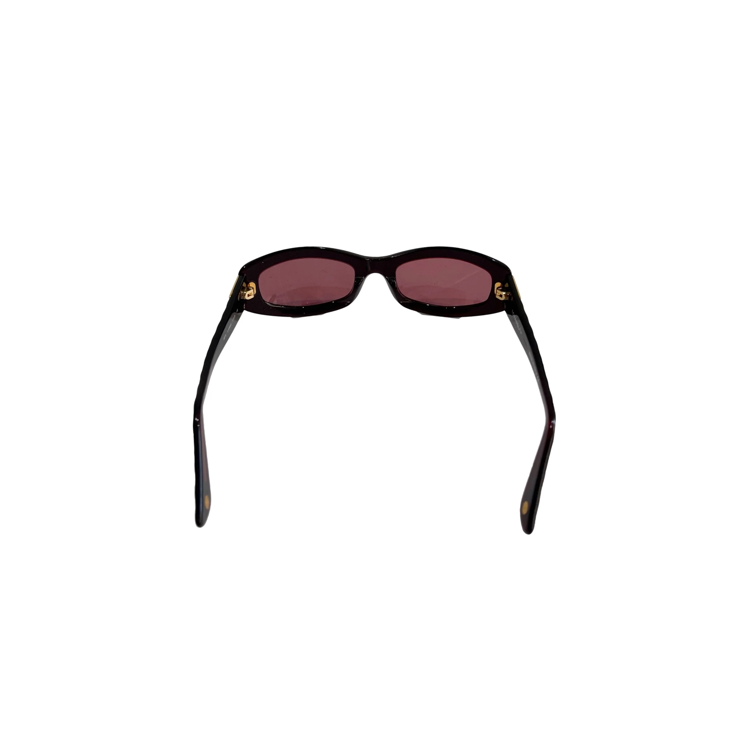 Chanel Burgundy Mini Logo Sunglasses - Image 2