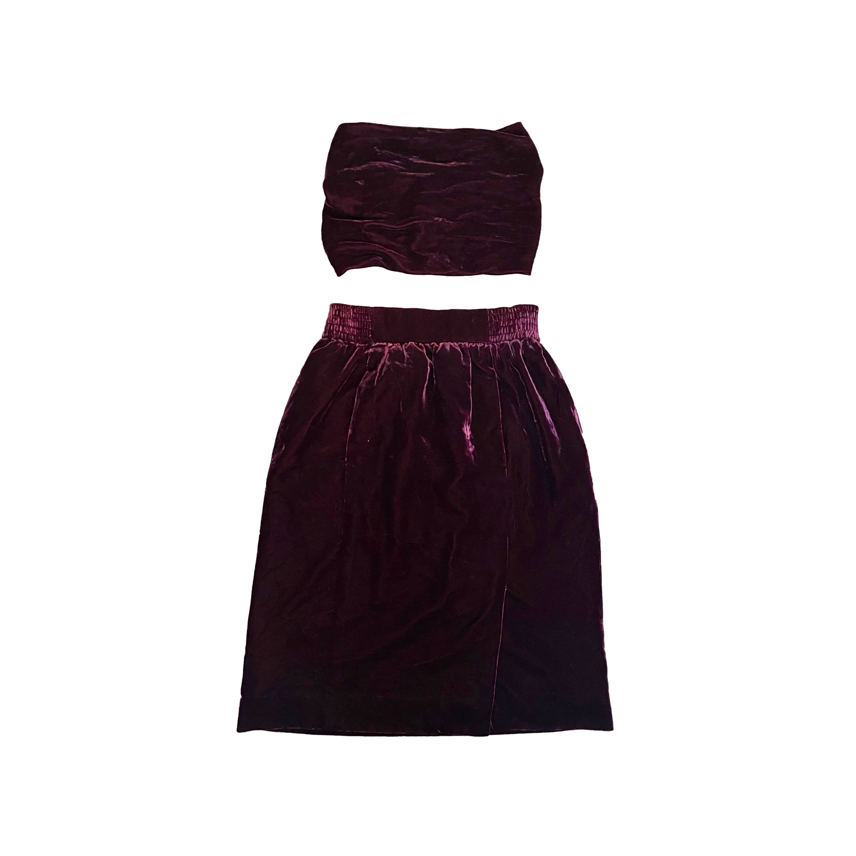 Chanel Burgundy Velvet Crop Set
