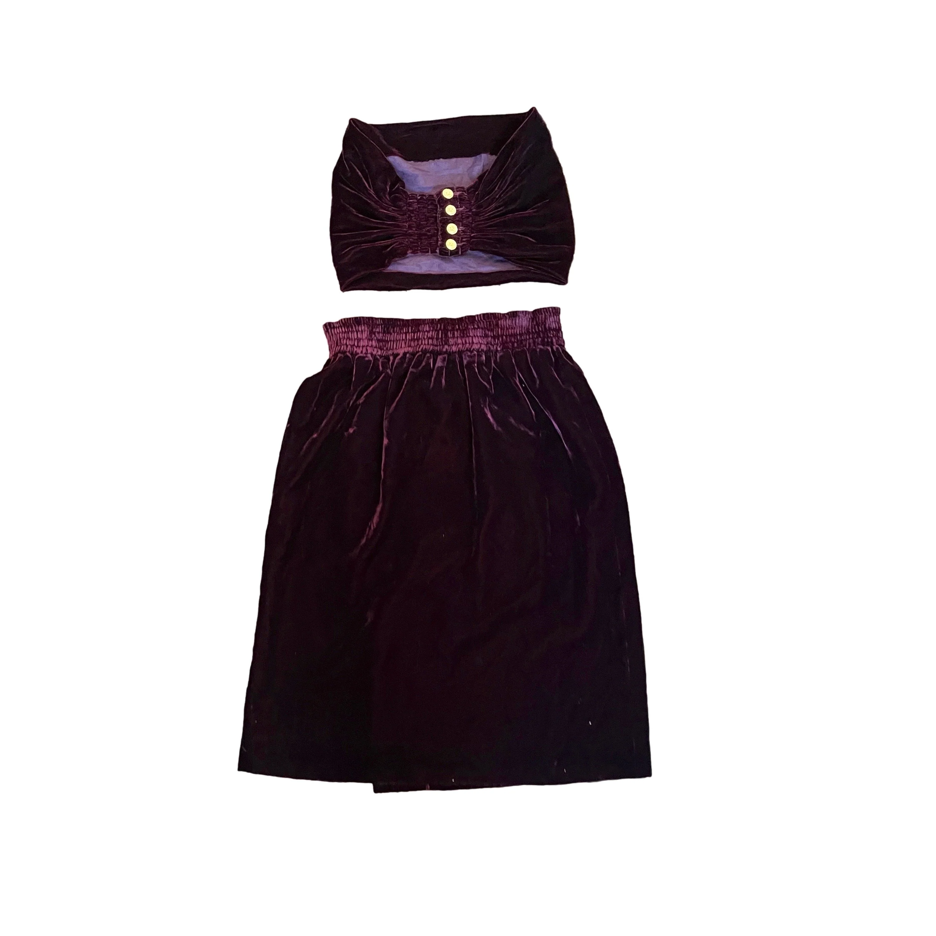 Chanel Burgundy Velvet Crop Set - Image 2