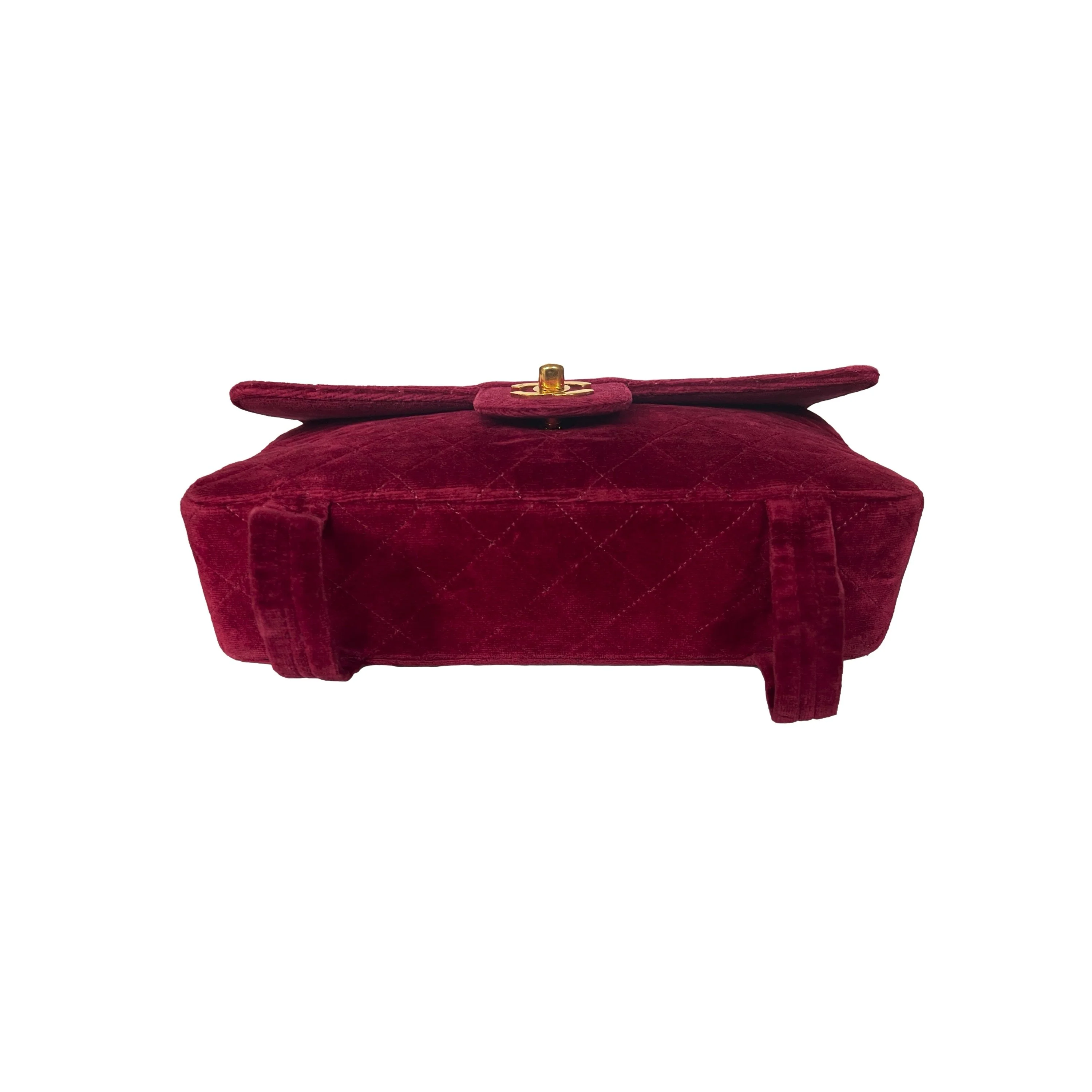 Chanel Burgundy Velvet Magazine Flap Bag - Image 3