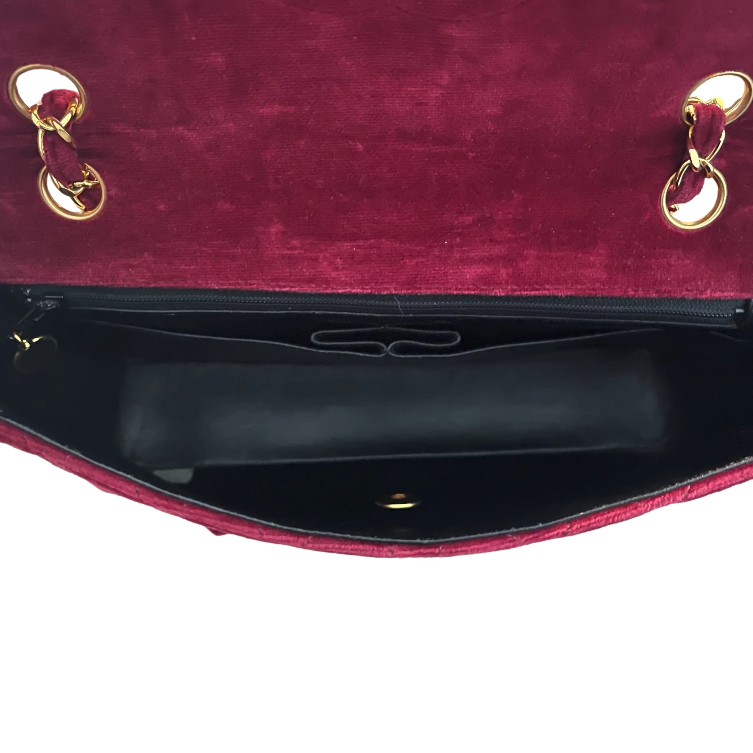Chanel Burgundy Velvet Magazine Flap Bag - Image 4