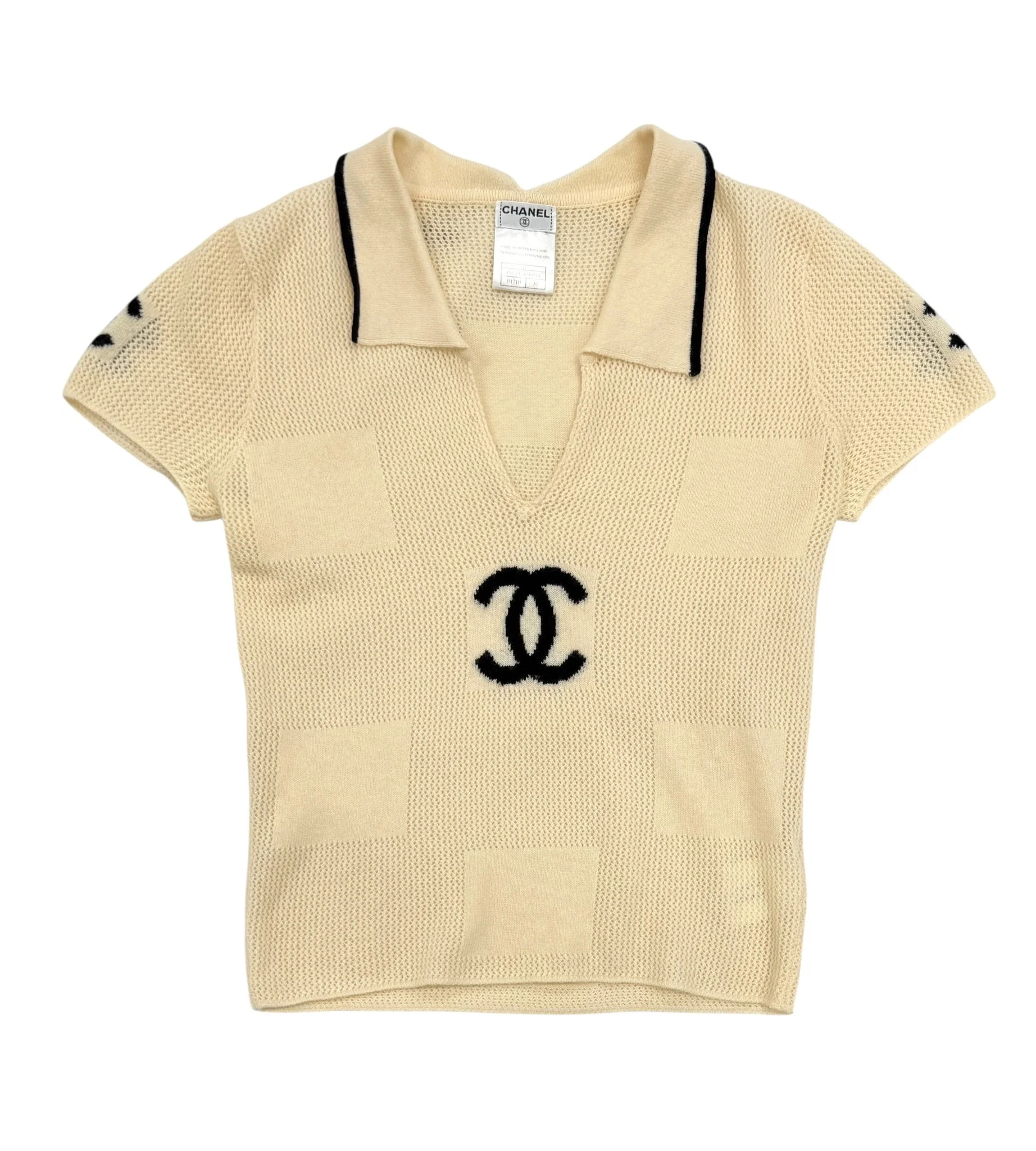 Chanel Cashmere Logo Cropped Polo