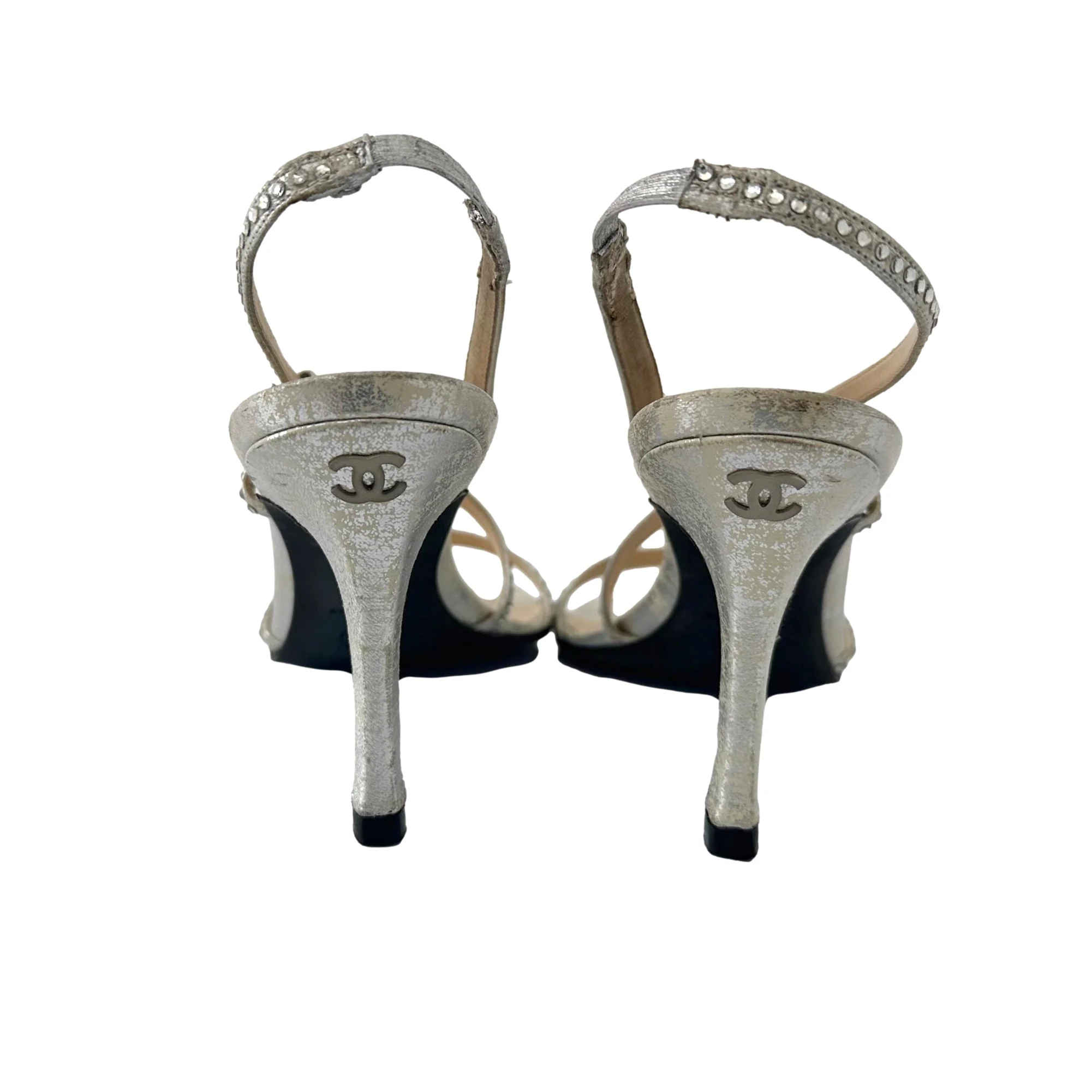 Chanel Champgane Metallic Rhinestone Heels - Image 3