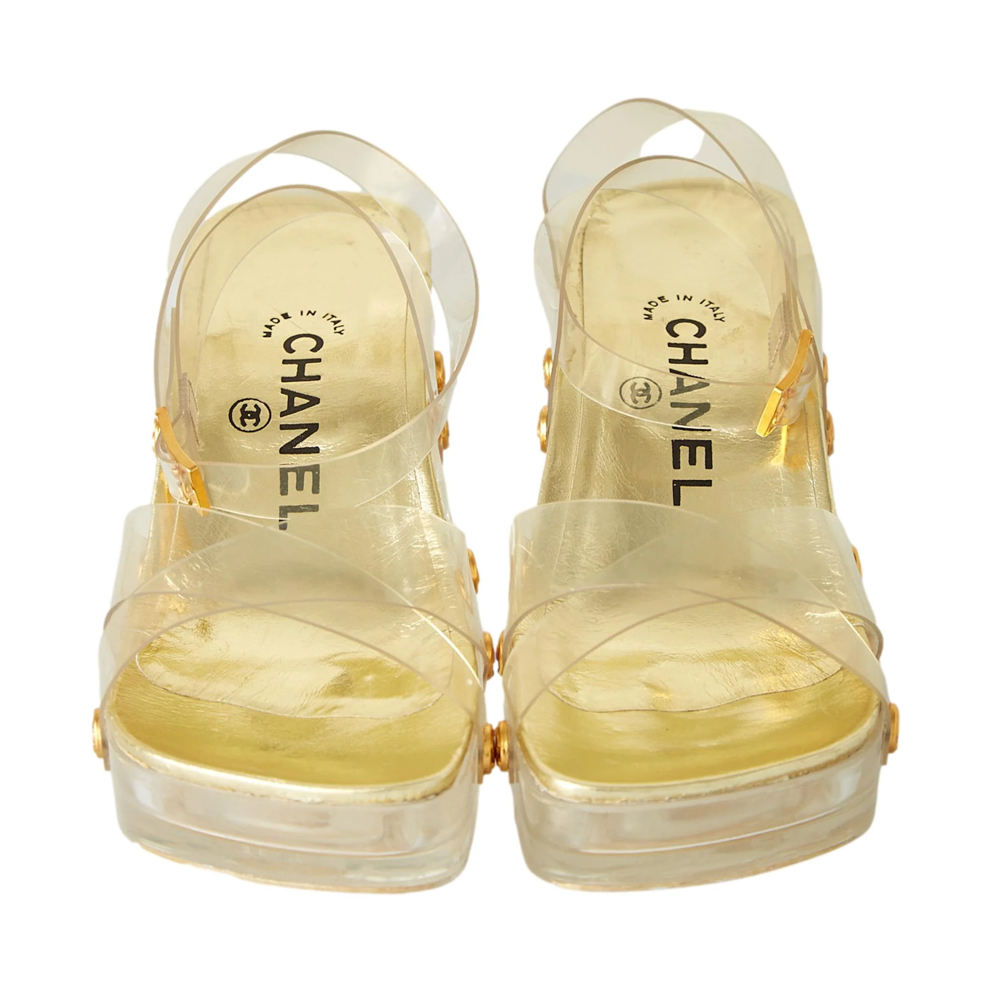 Chanel Clear Lucite Logo Heels - Image 3