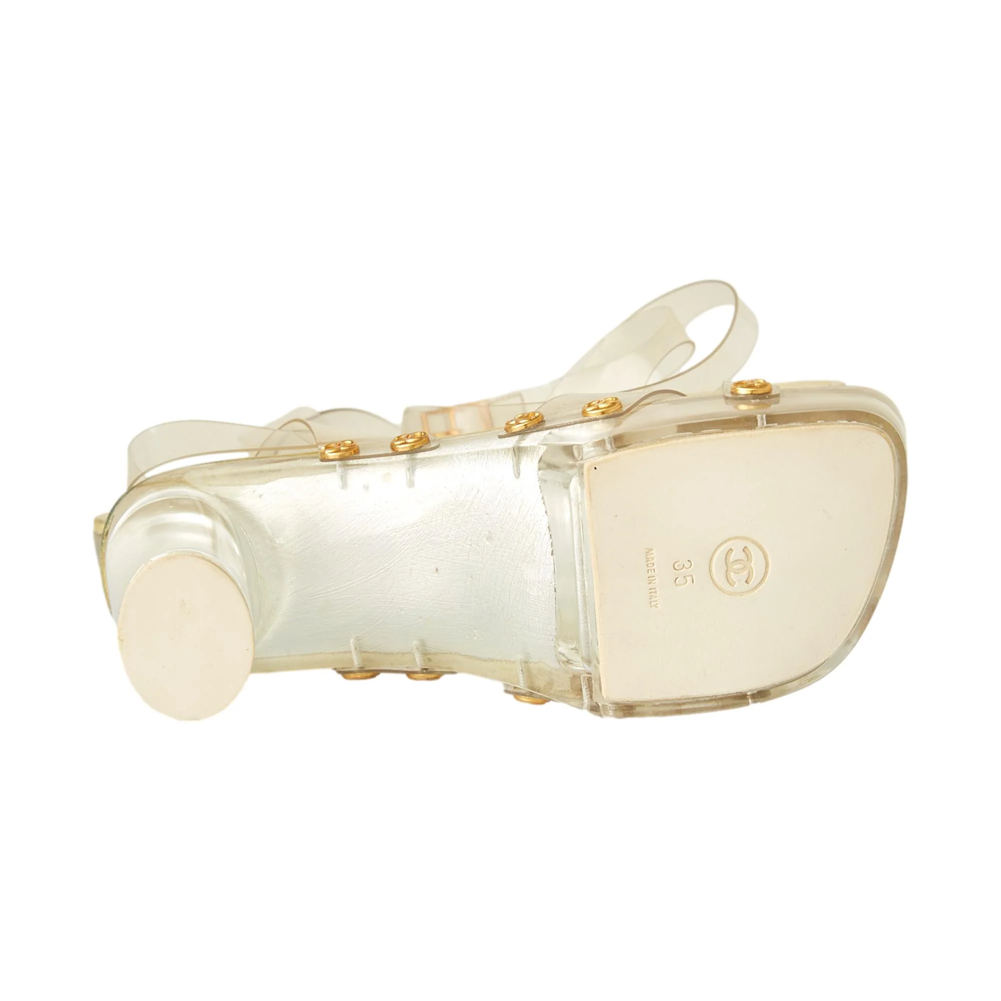 Chanel Clear Lucite Logo Heels - Image 4