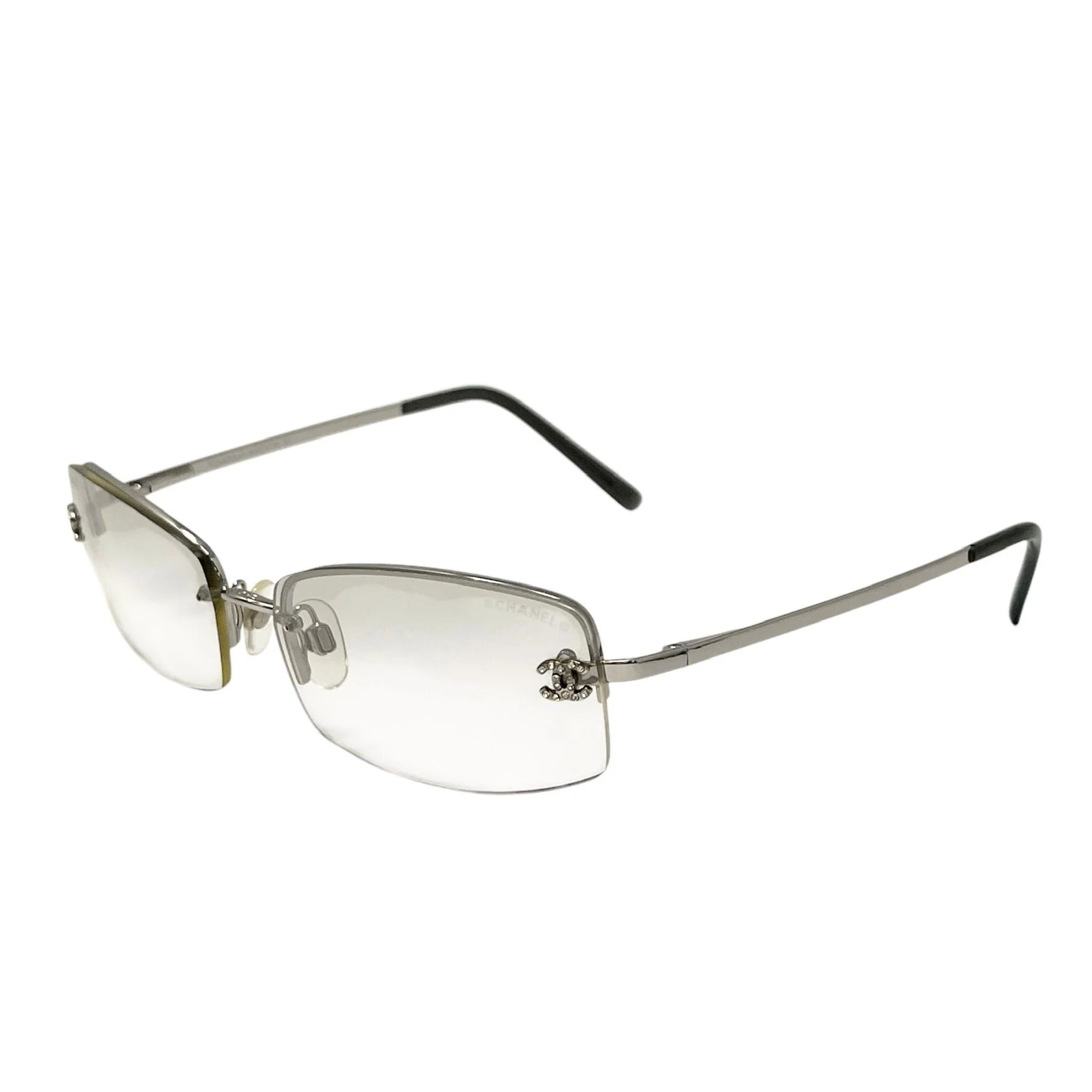 Chanel Clear Mini Rhinestone Rimless Sunglasses - Image 2
