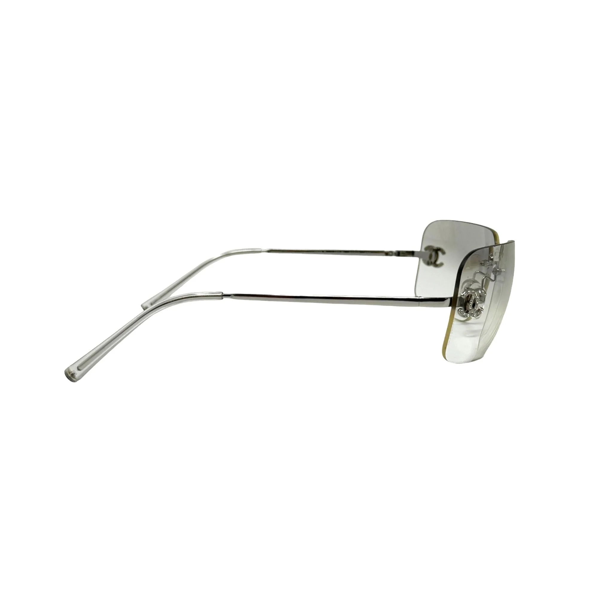 Chanel Clear Rhinestone Logo Sunglasses - Image 2