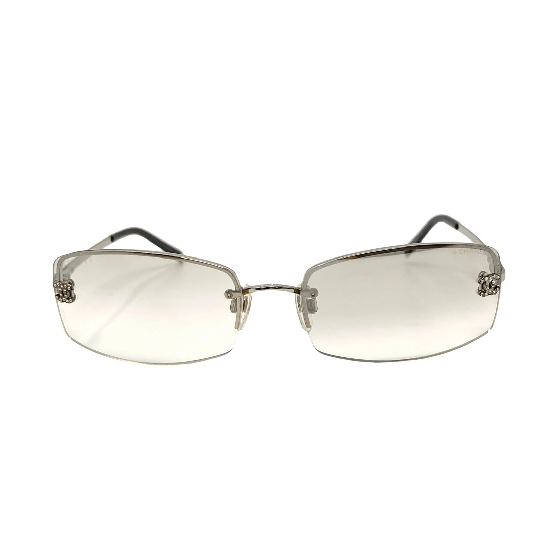 Chanel Clear Rhinestone Mini Rimless Sunglasses