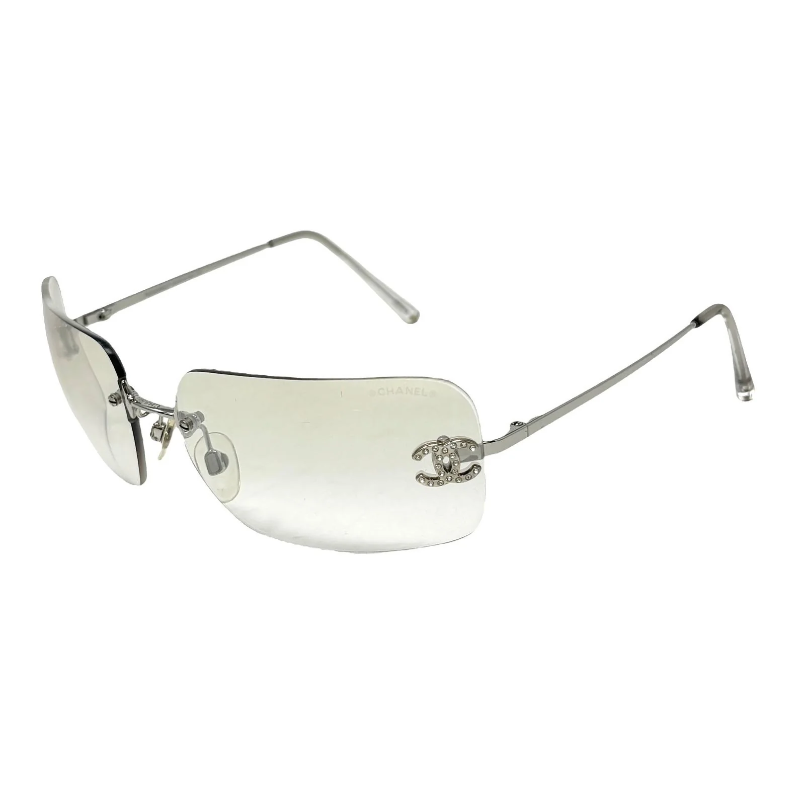 Chanel Clear Rhinestone Rimless Sunglasses - Image 2