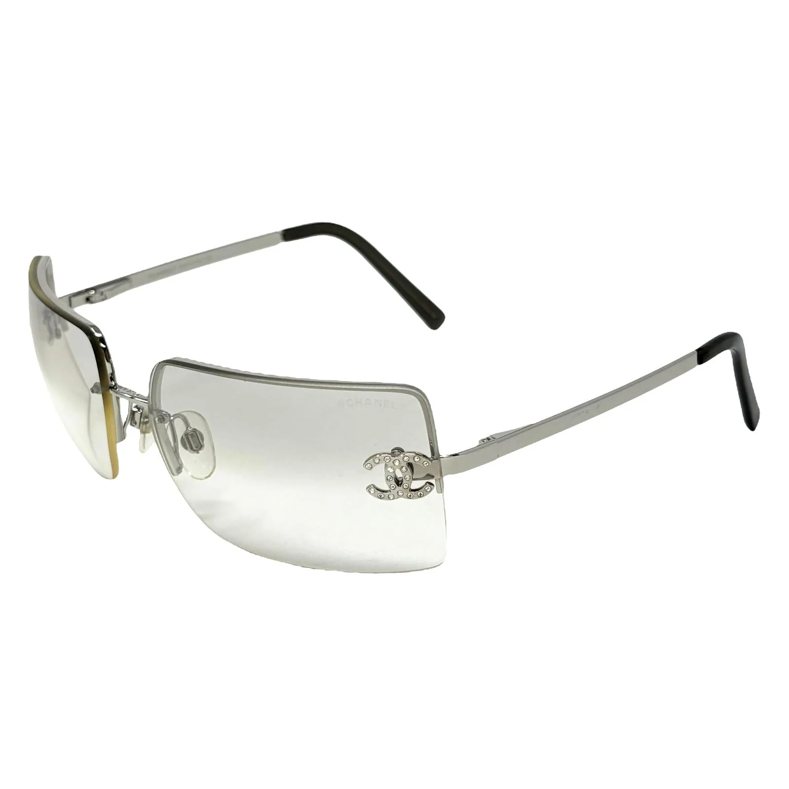 Chanel Clear Rhinestone Rimless Sunglasses - Image 3