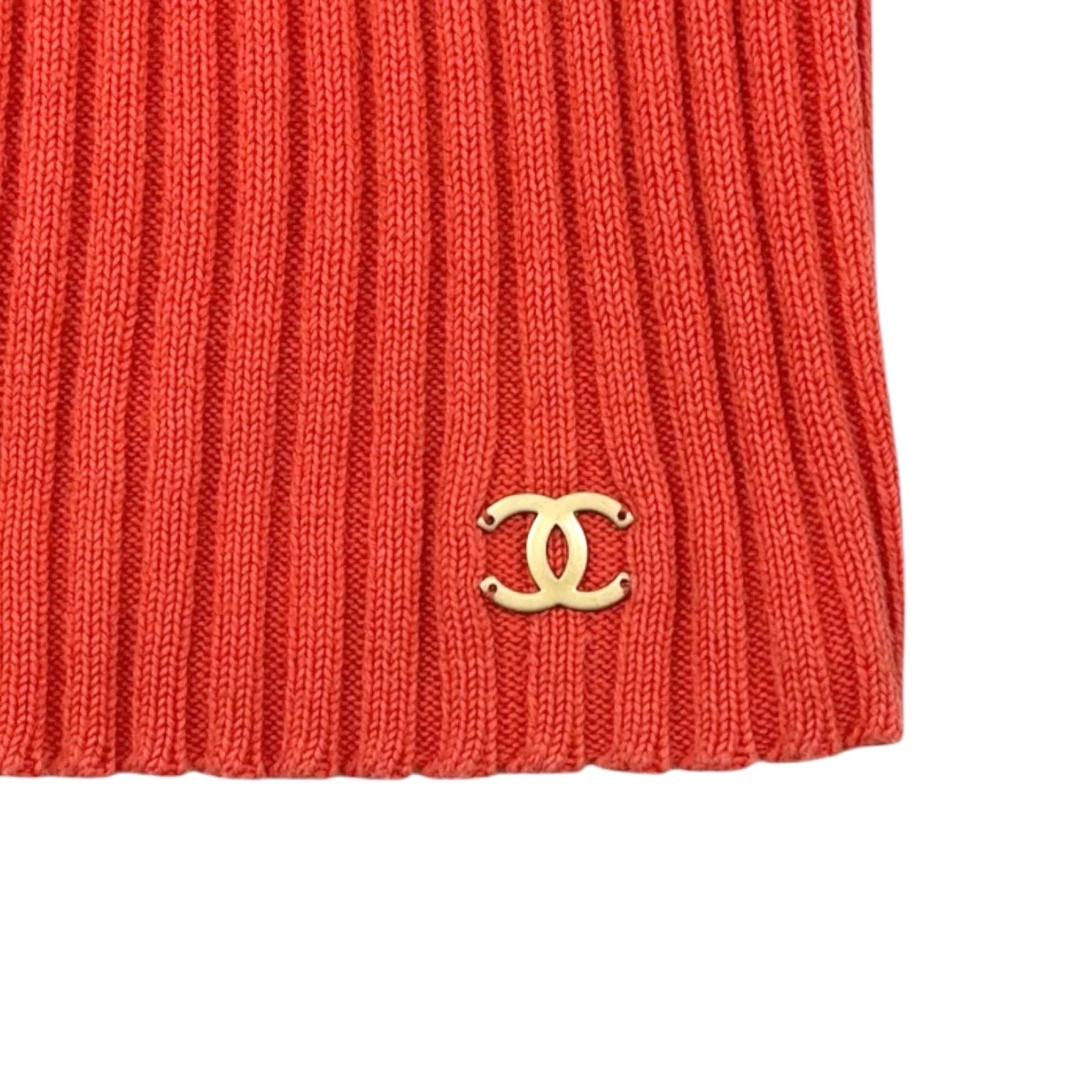 Chanel Coral Ribbed Logo Tank - Image 3