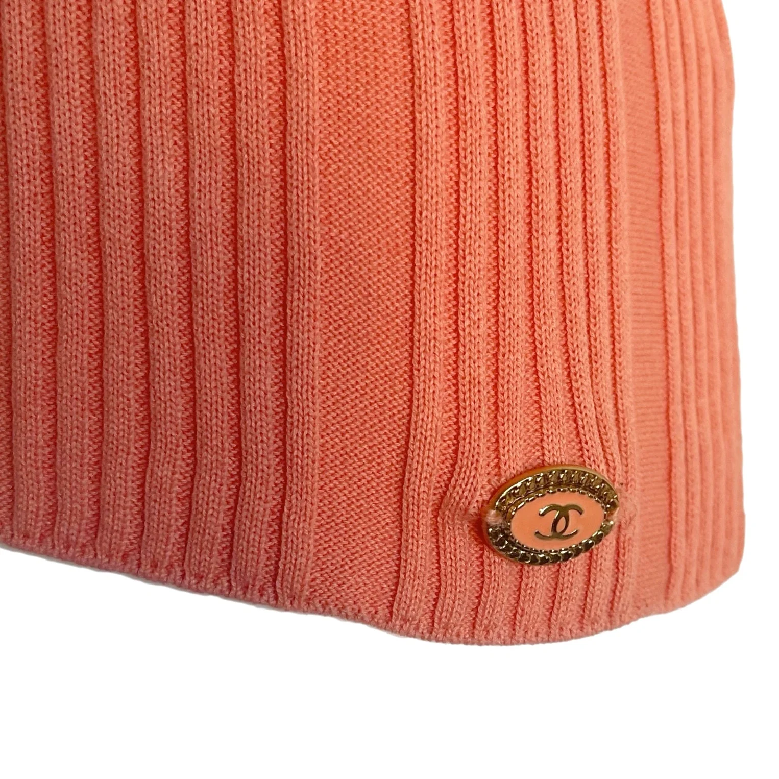 Chanel Coral Ribbed Tank Top - Image 2