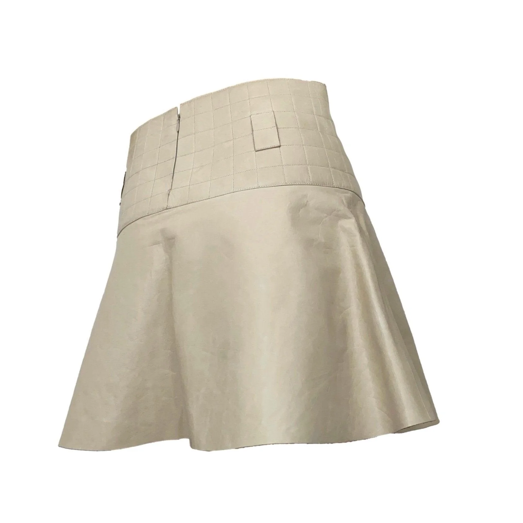 Chanel Cream Leather Logo Skirt - Image 2