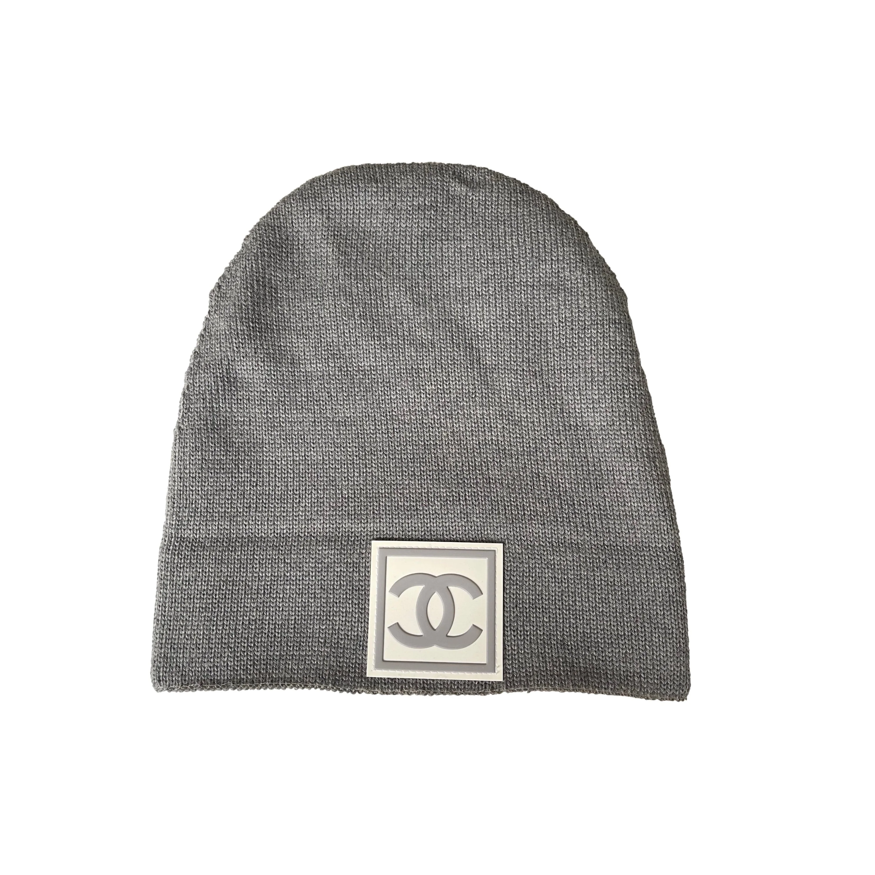 Chanel Grey Logo Beanie - Image 2