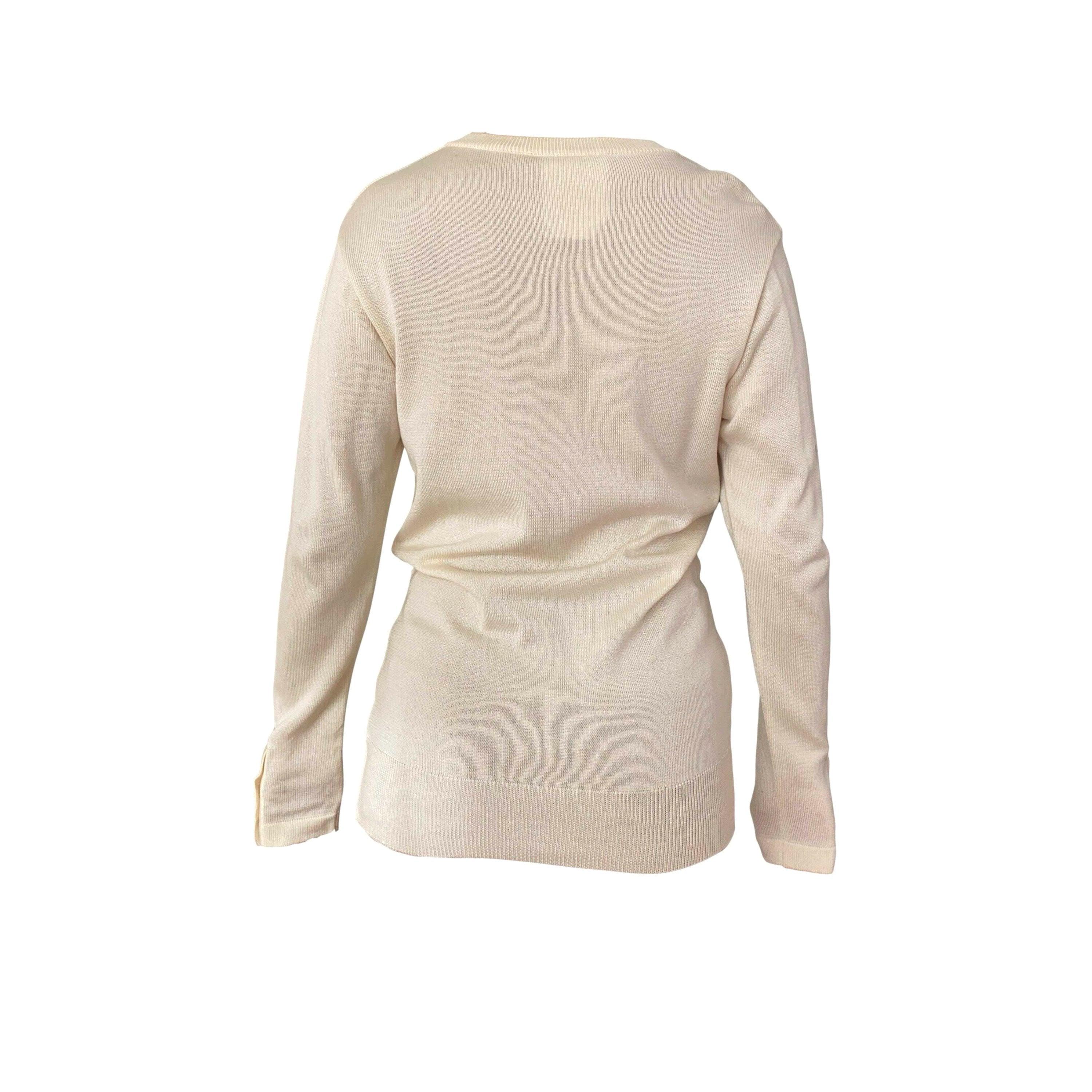 Chanel Cream Logo Button Cardigan - Image 2