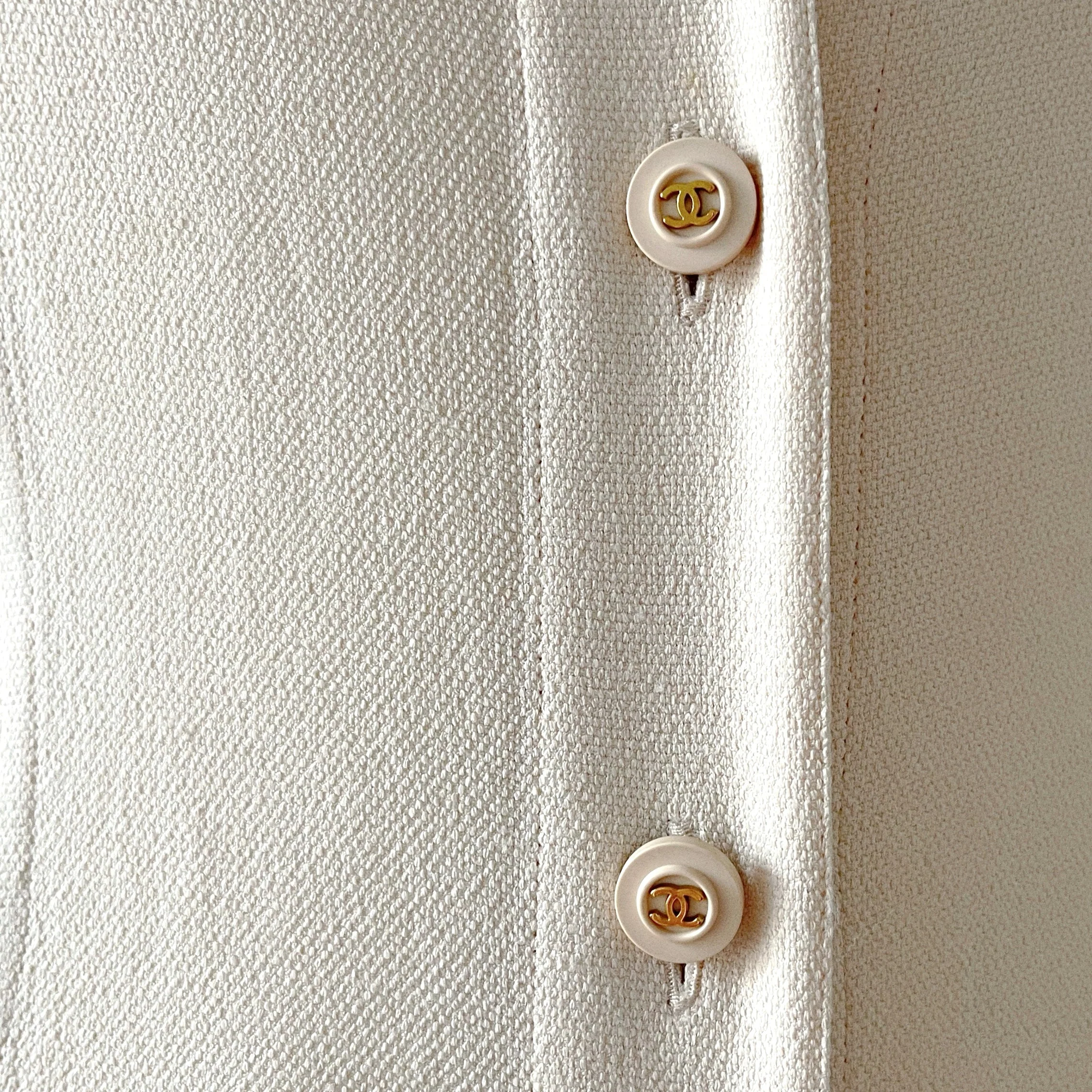 Chanel Cream Logo Button Down Dress - Image 2