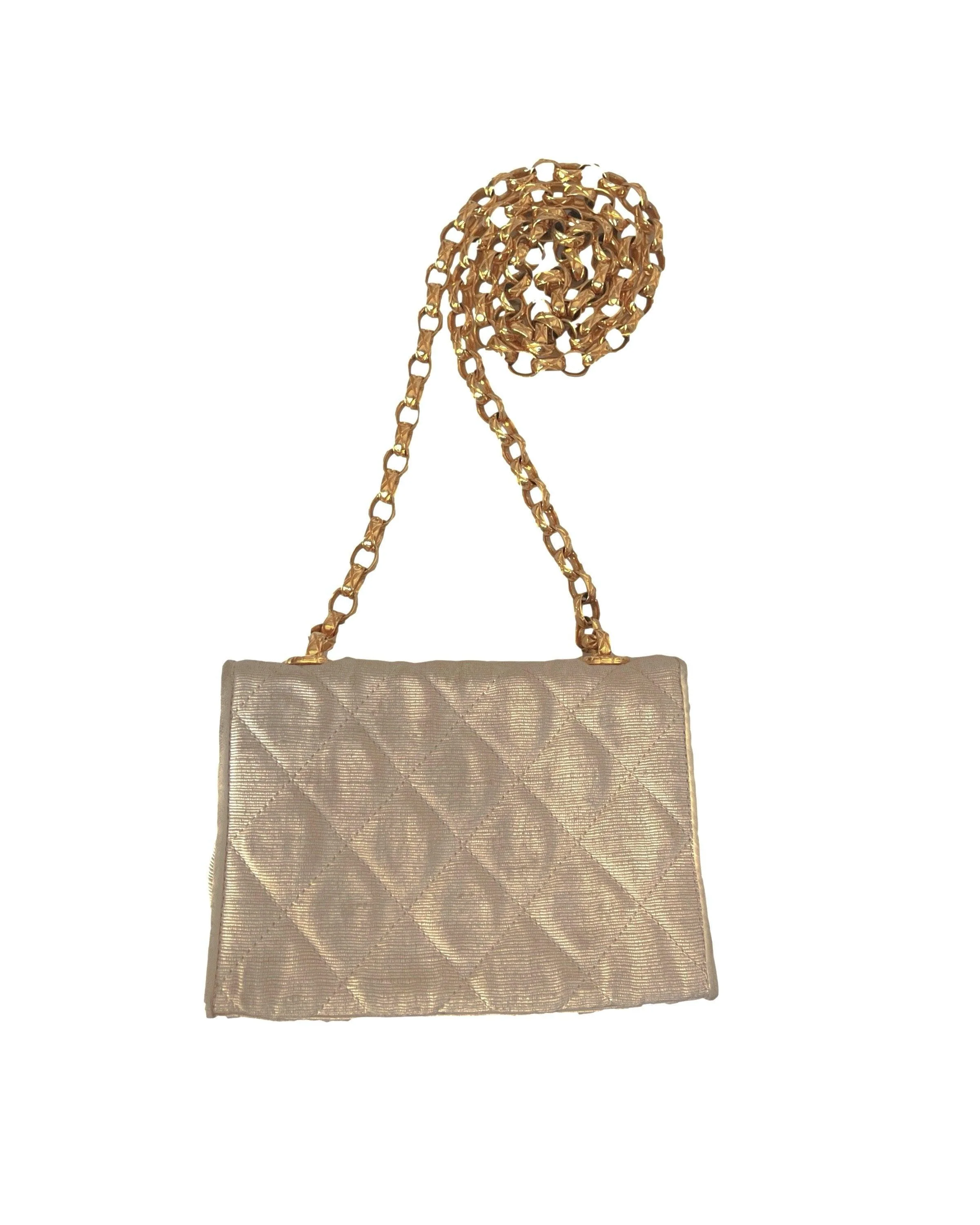 Chanel Cream Quilted Micro Chain Bag - Image 2