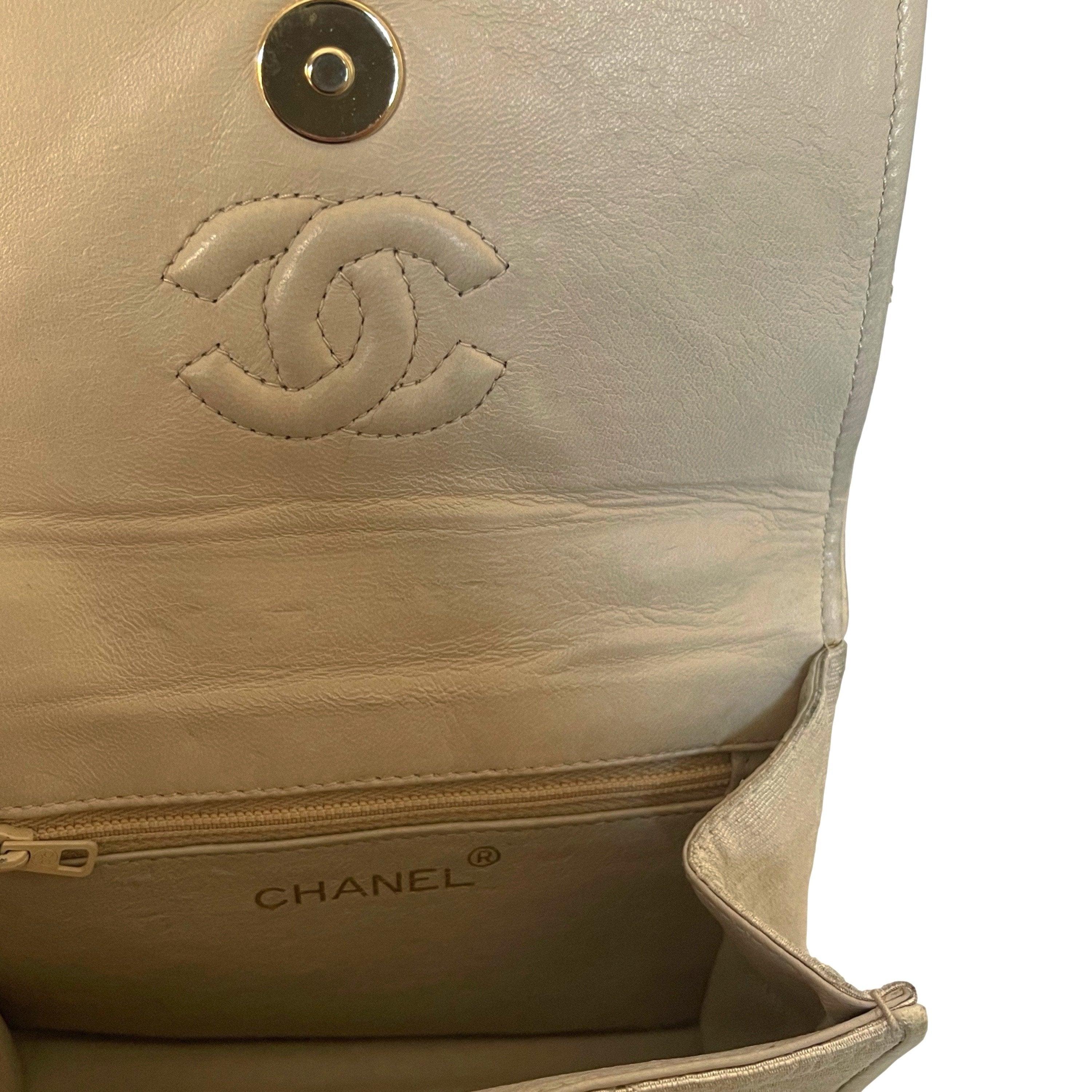 Chanel Cream Quilted Micro Chain Bag - Image 4