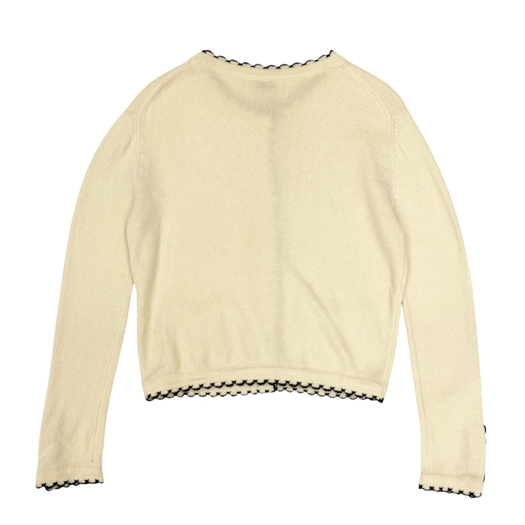 Chanel Cream Scalloped Logo Button Cardigan - Image 2