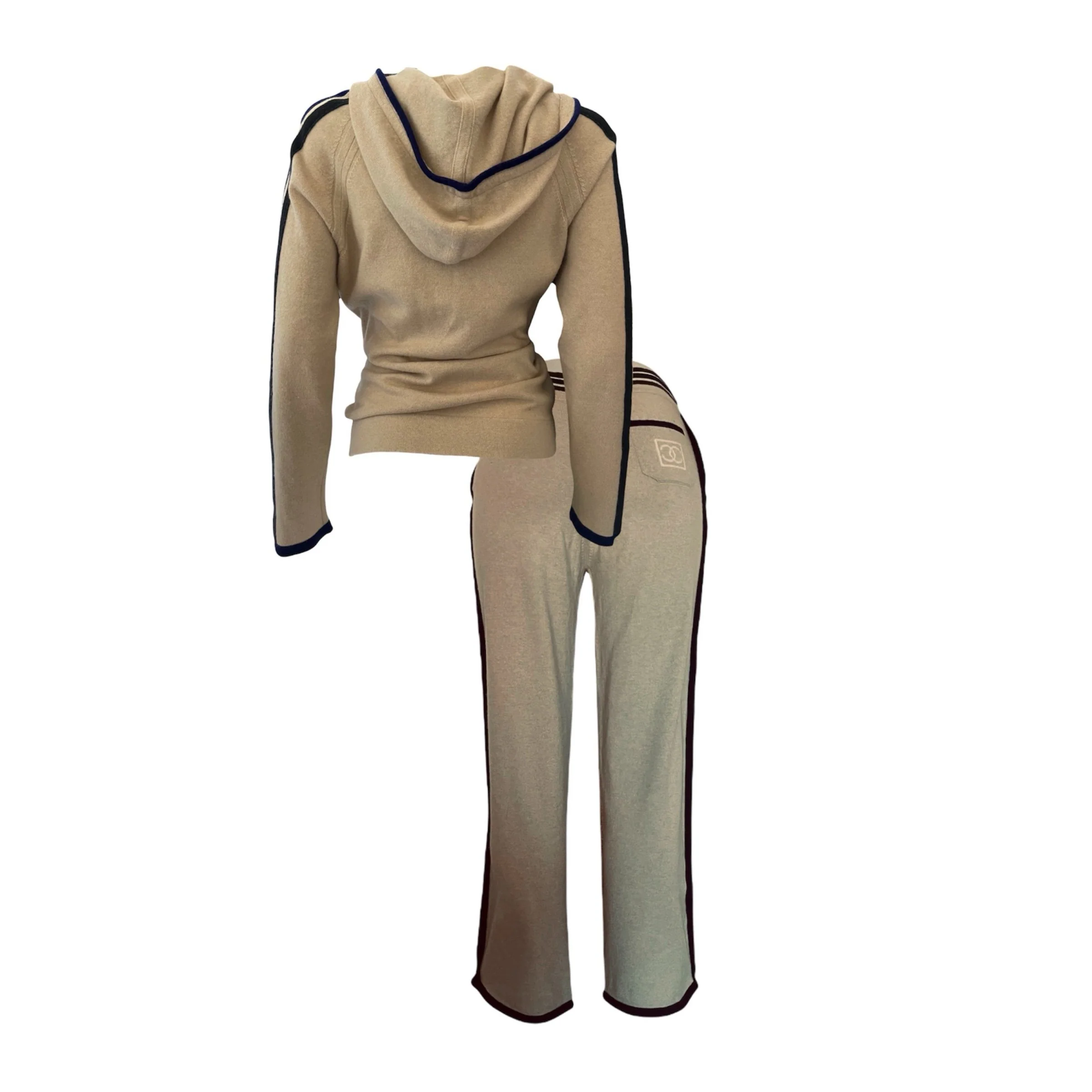 Chanel Cream Stripe Logo Pant Set - Image 2