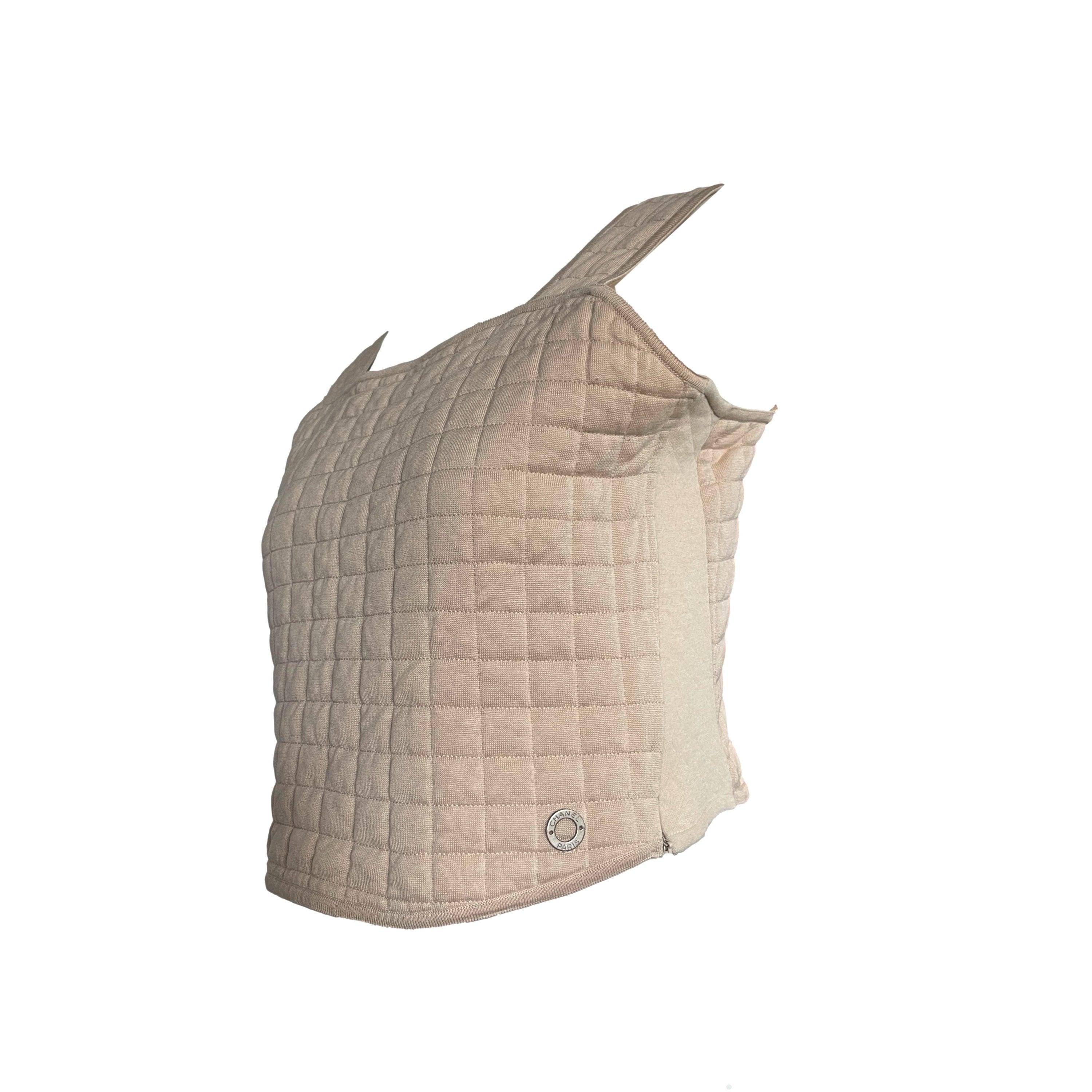 Chanel Cream Textured Crop Tank - Image 2
