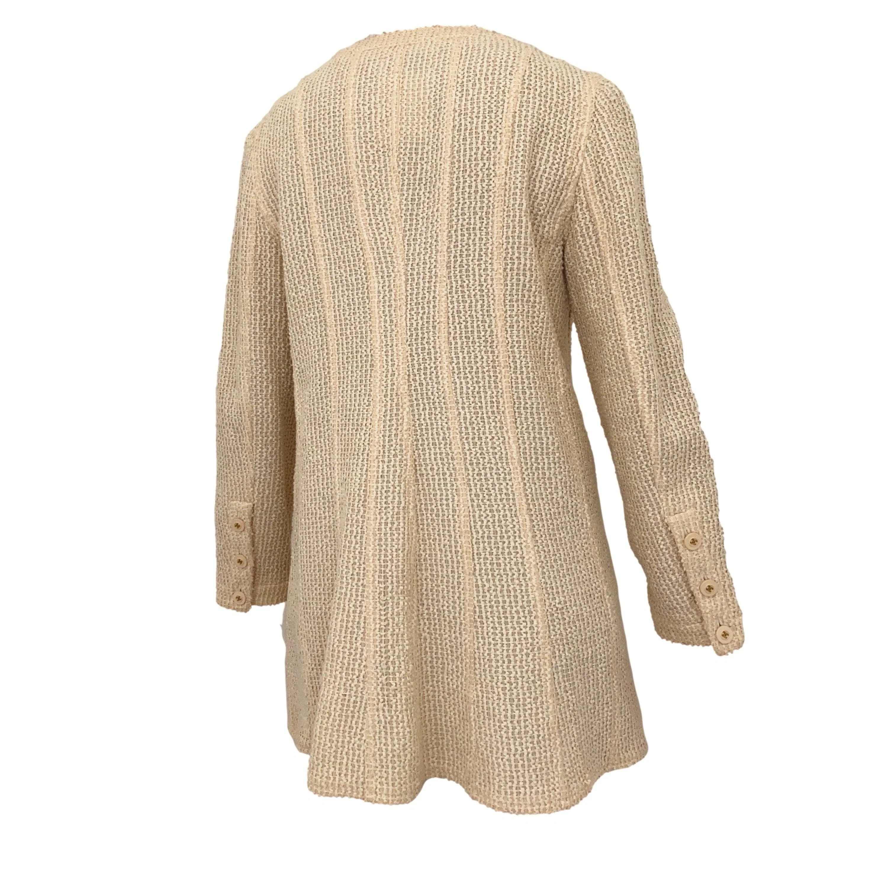 Chanel Cream Textured Logo Jacket - Image 2
